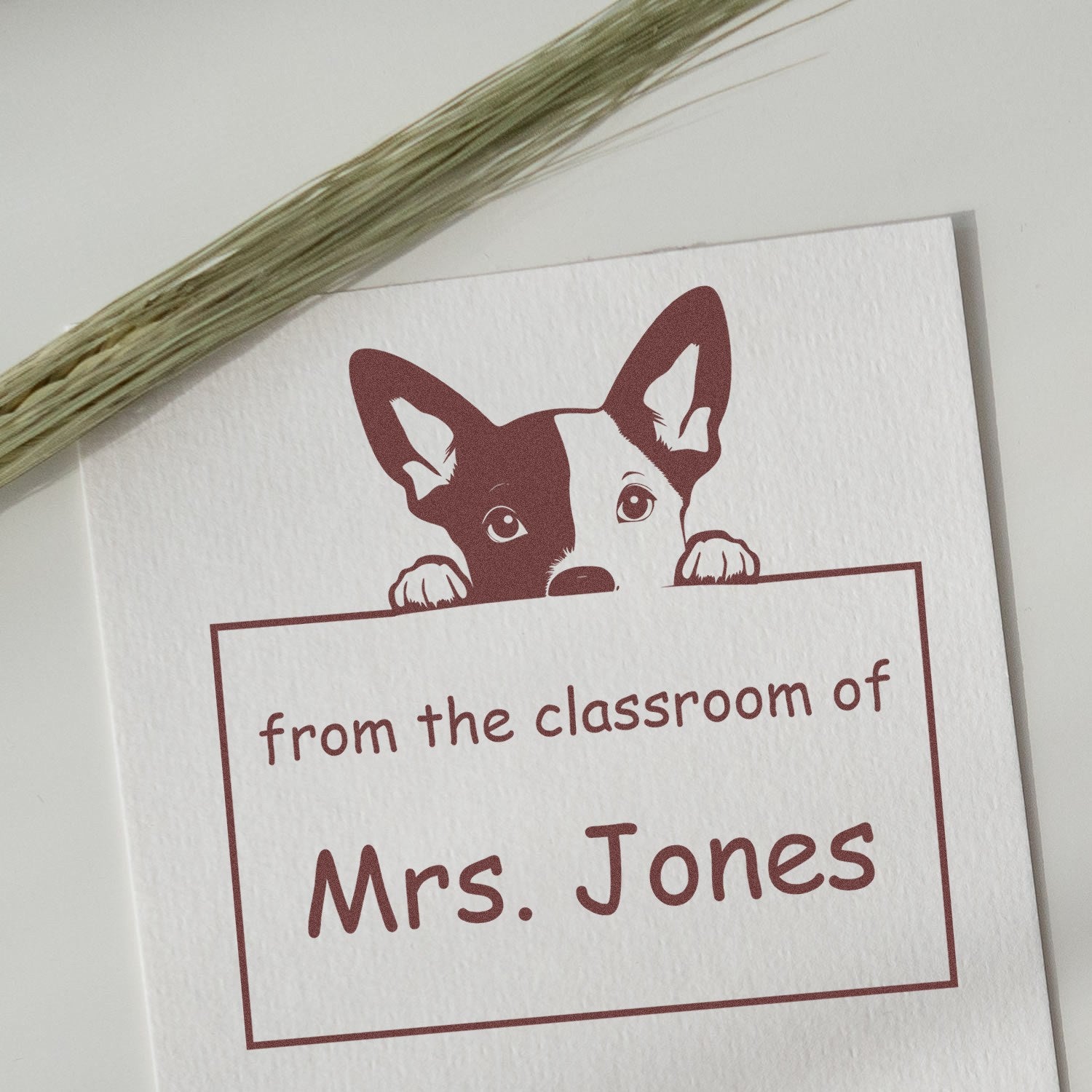 Wood Handle Basenji Puppy Themed Teacher Stamp Stamper