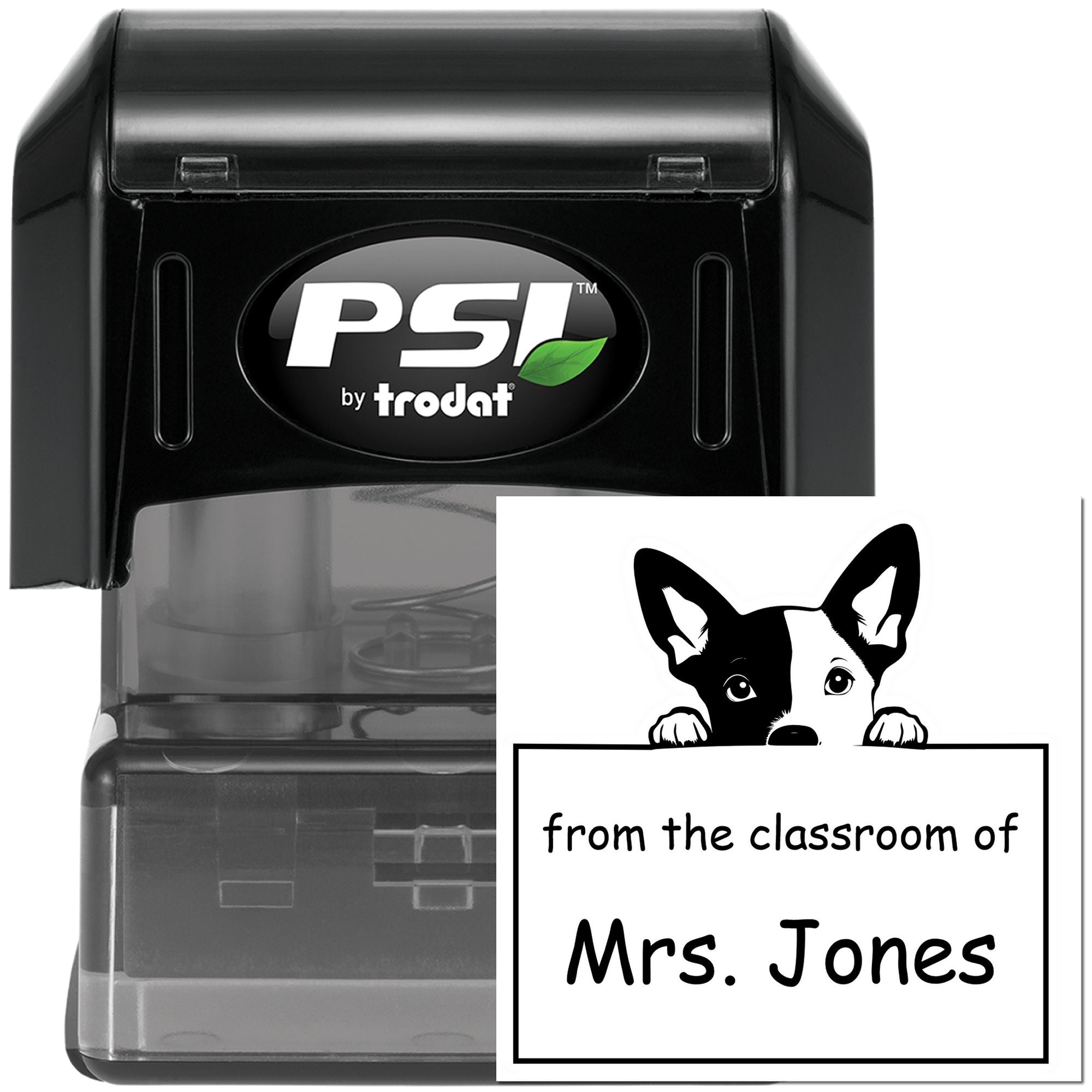 PSI Pre-Inked Basenji Personalized Teacher Stamp Stamper - Engineer Seal Stamps