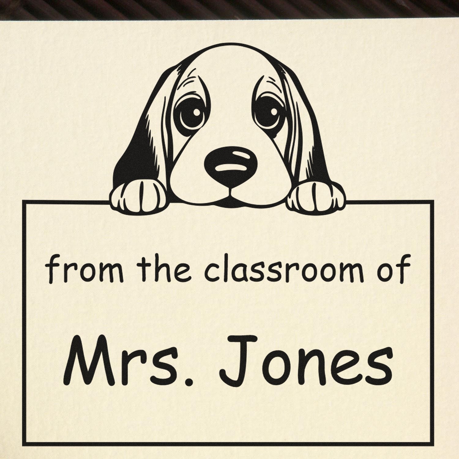 Wood Handle Basset Hound Puppy Themed Teacher Stamp Stamp - Engineer Seal Stamps