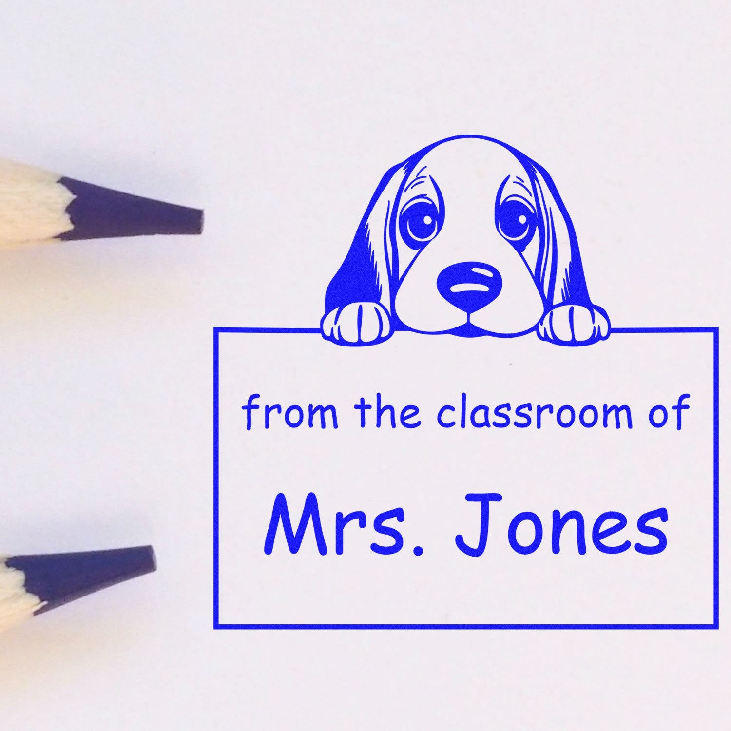 Basset Hound Personalizable Teacher Stamp Stamp Pre-Inked - Engineer Seal Stamps