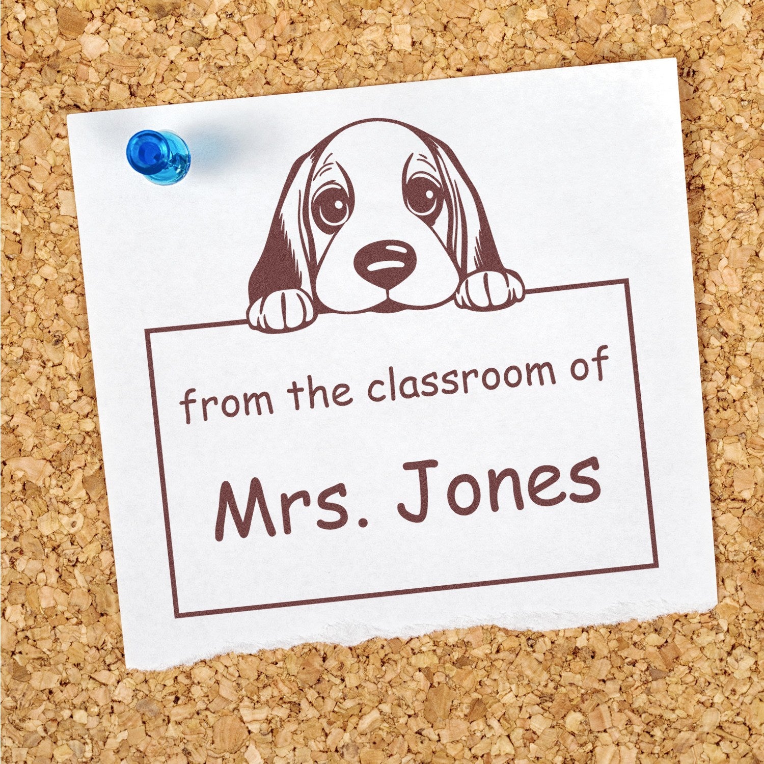 Wood Handle Basset Hound Puppy Themed Teacher Stamp Stamp