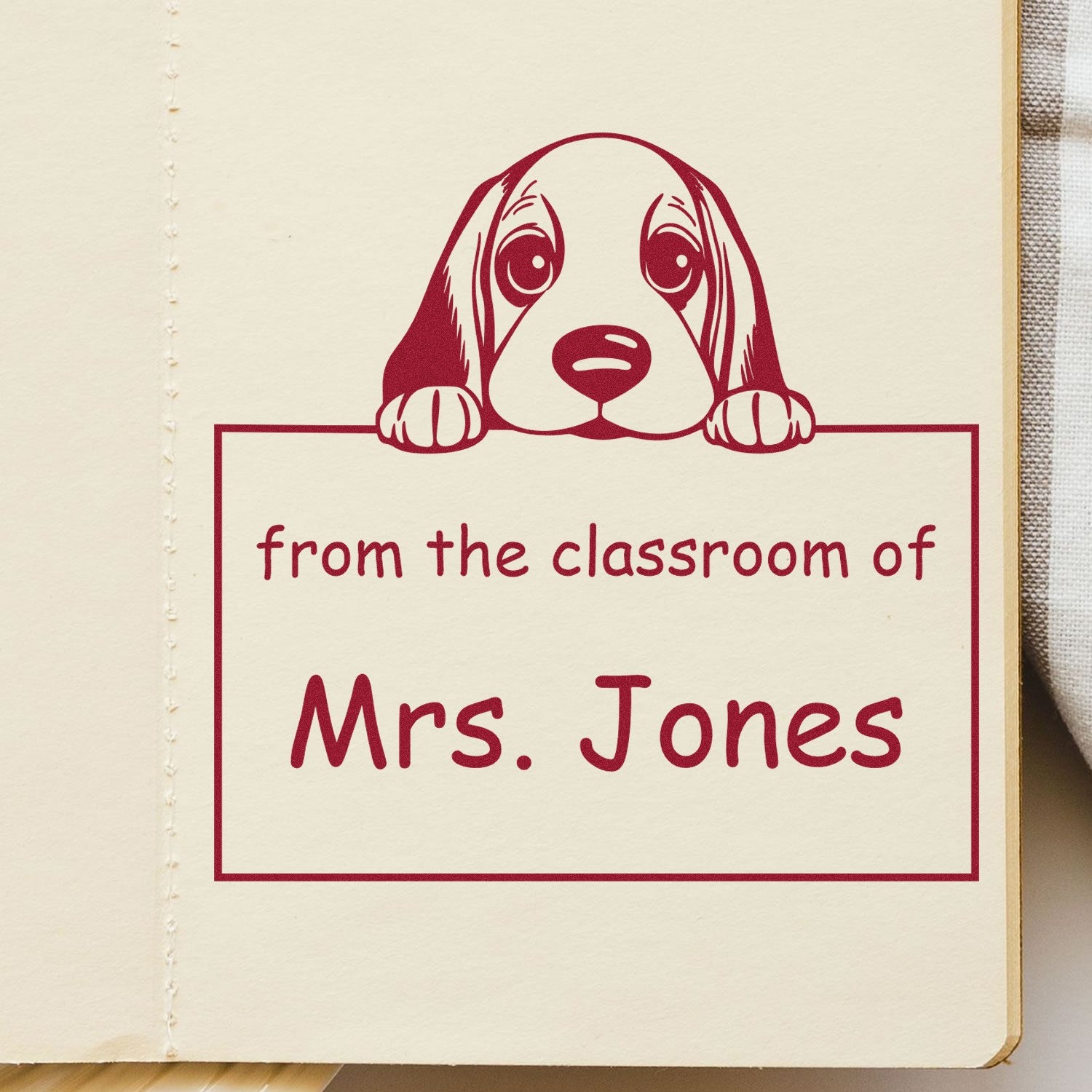 Basset Hound Personalizable Teacher Stamp Stamp Pre-Inked - Engineer Seal Stamps