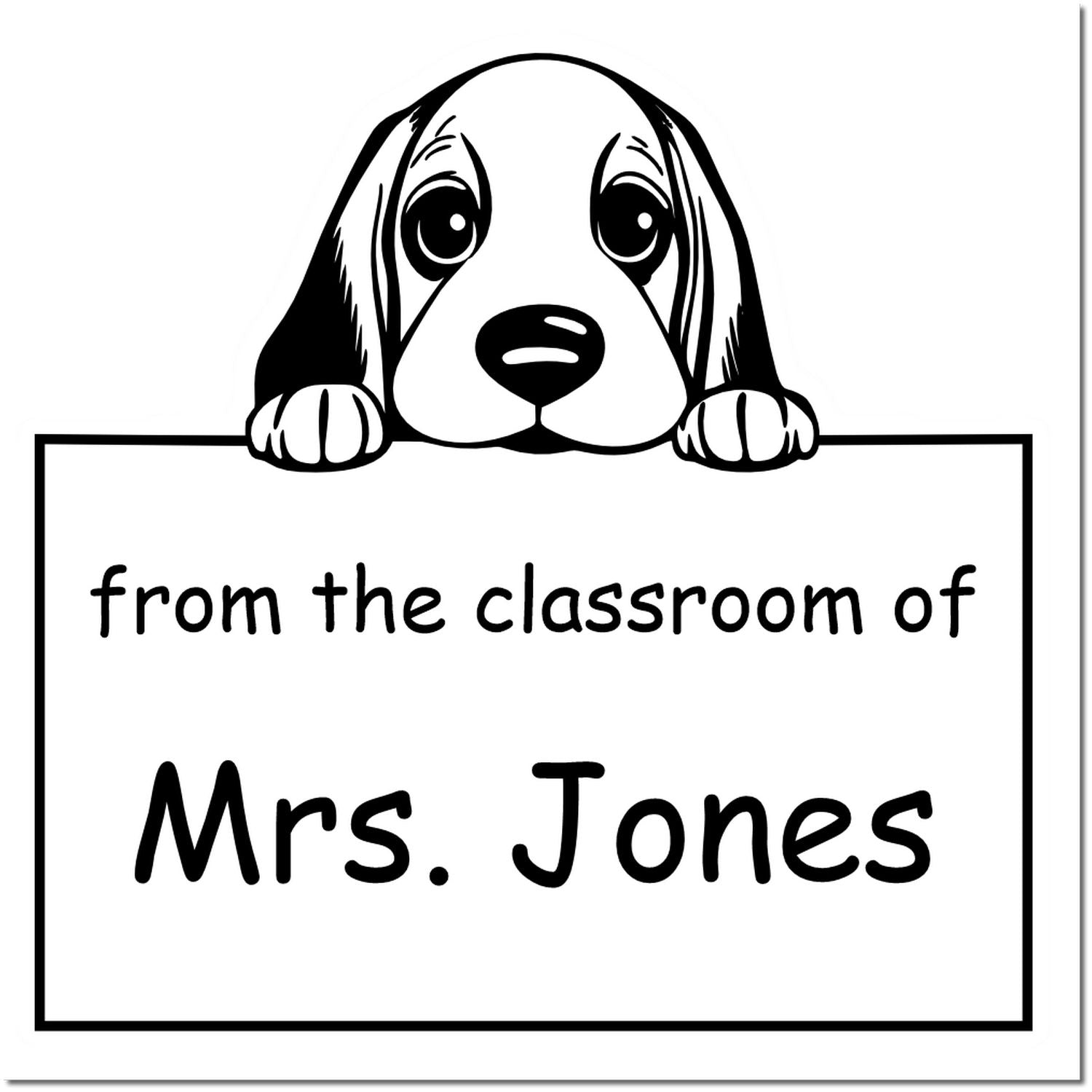 Wood Handle Basset Hound Puppy Themed Teacher Stamp Stamp - Engineer Seal Stamps