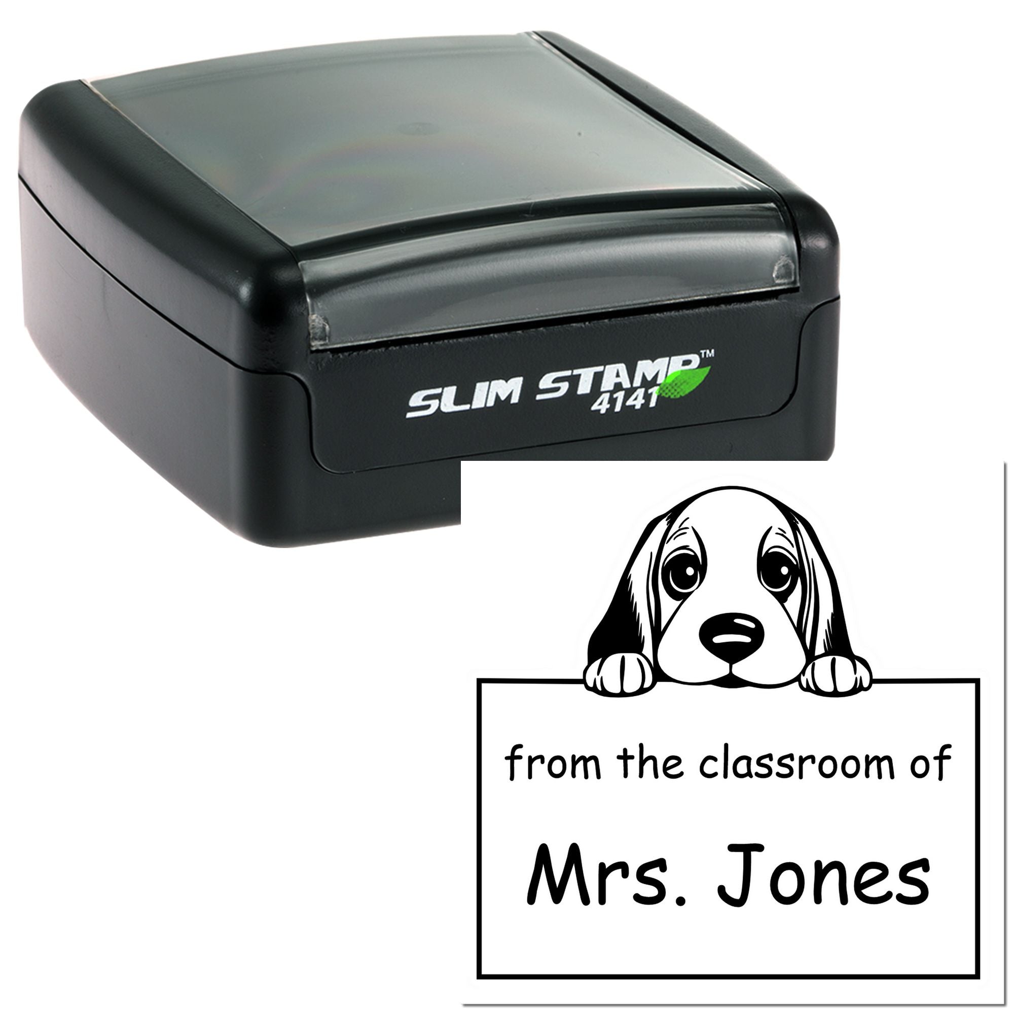 Basset Hound Personalizable Teacher Stamp Stamp Pre-Inked - Engineer Seal Stamps