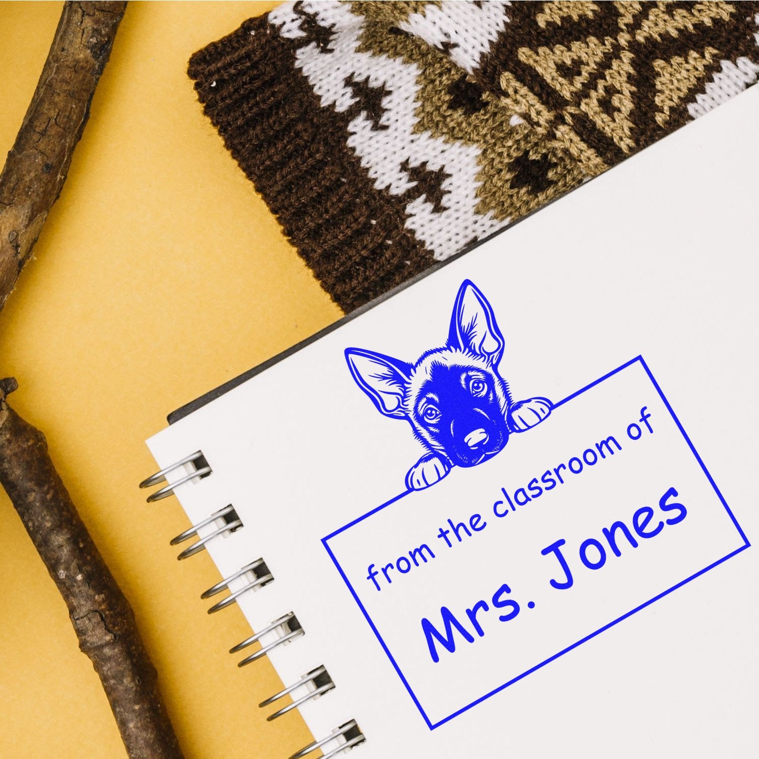 Belgian Malinois Personalizable Teacher Stamp For Classroom Stamp Pre-Inked - Engineer Seal Stamps
