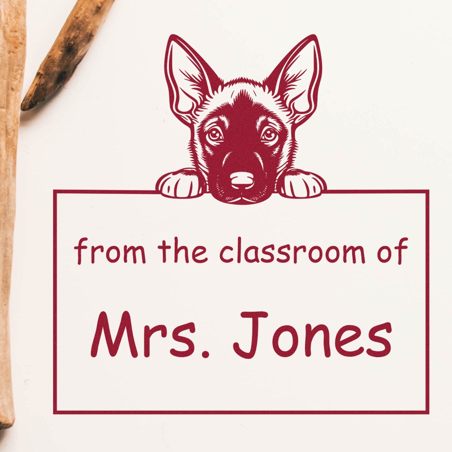 Wood Handle Belgian Malinois Puppy Themed Teacher Stamp For Classroom Stamp - Engineer Seal Stamps