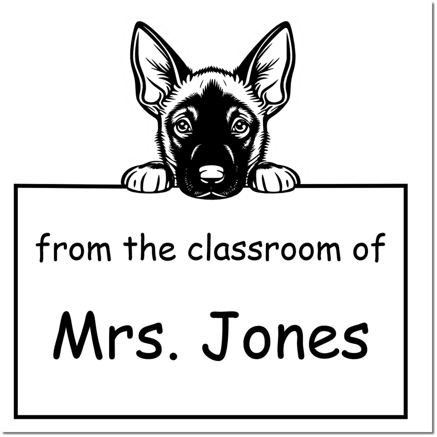 Belgian Malinois Personalizable Teacher Stamp For Classroom Stamp Pre-Inked - Engineer Seal Stamps