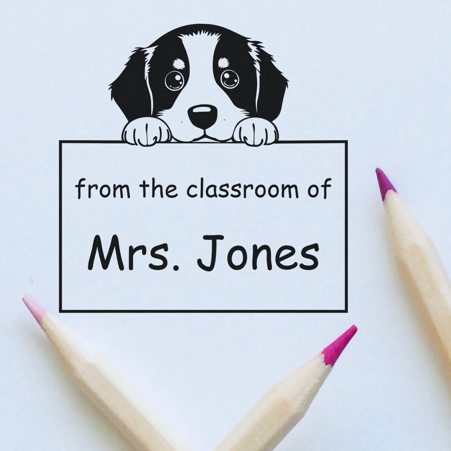 Self-Inking Bernese Mountain Pet Themed Teacher Library Stamper - Engineer Seal Stamps