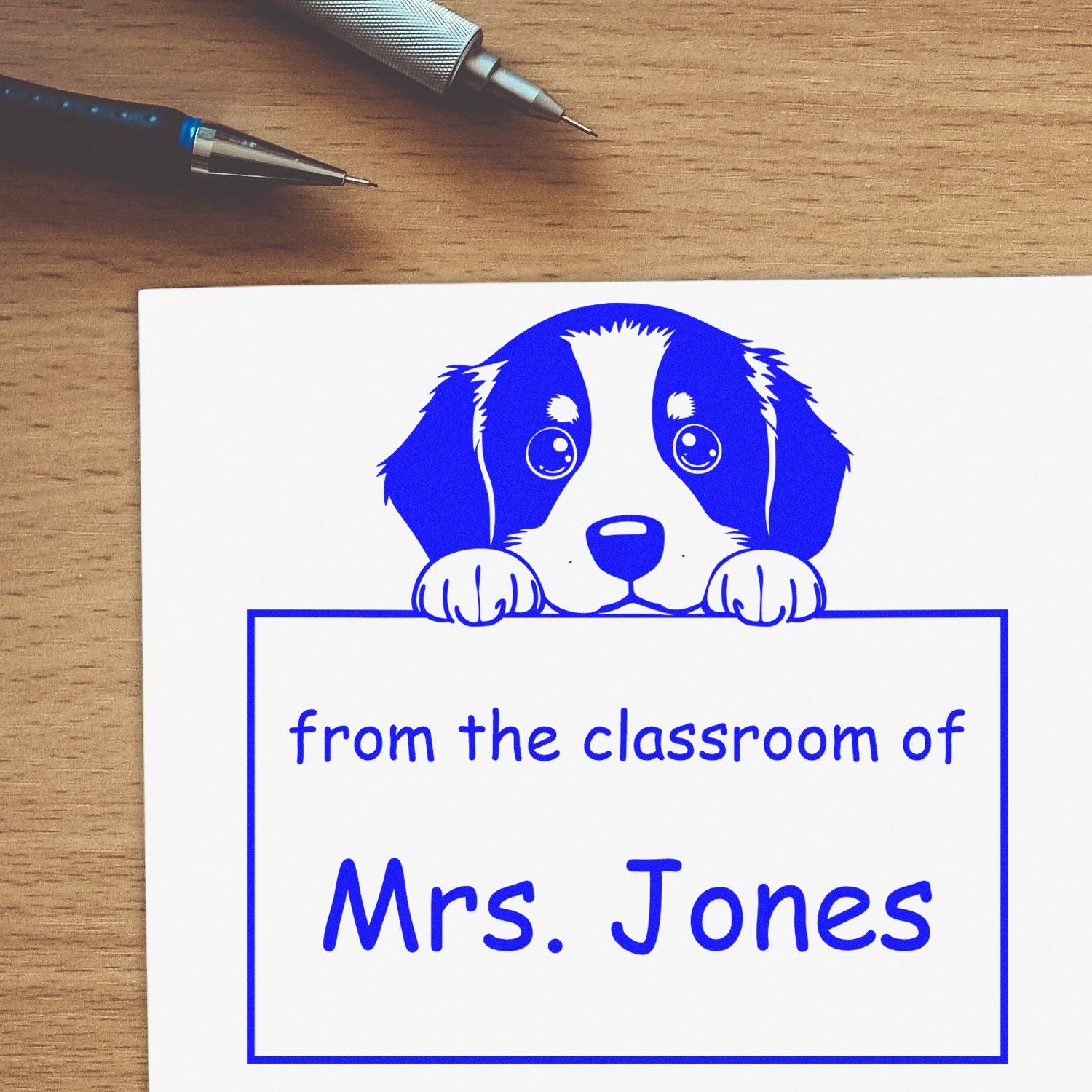 Bernese Mountain Personalizable Teacher Library Stamper Pre-Inked - Engineer Seal Stamps