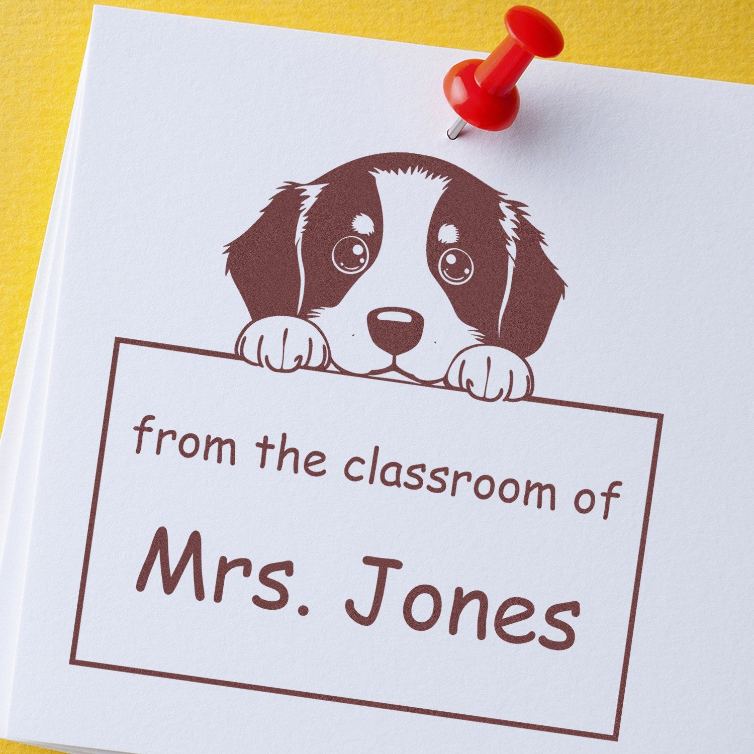 PSI Pre-Inked Bernese Mountain Personalized Teacher Library Stamper - Engineer Seal Stamps