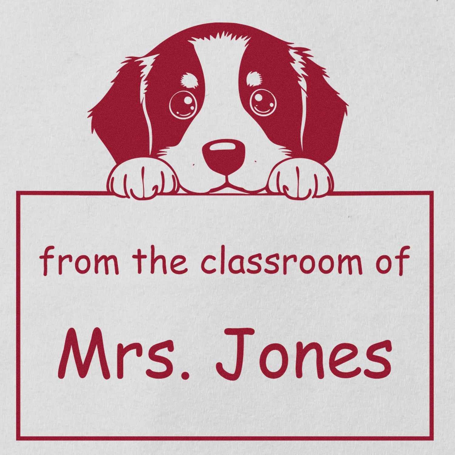 Wood Handle Bernese Mountain Puppy Themed Teacher Library Stamper - Engineer Seal Stamps