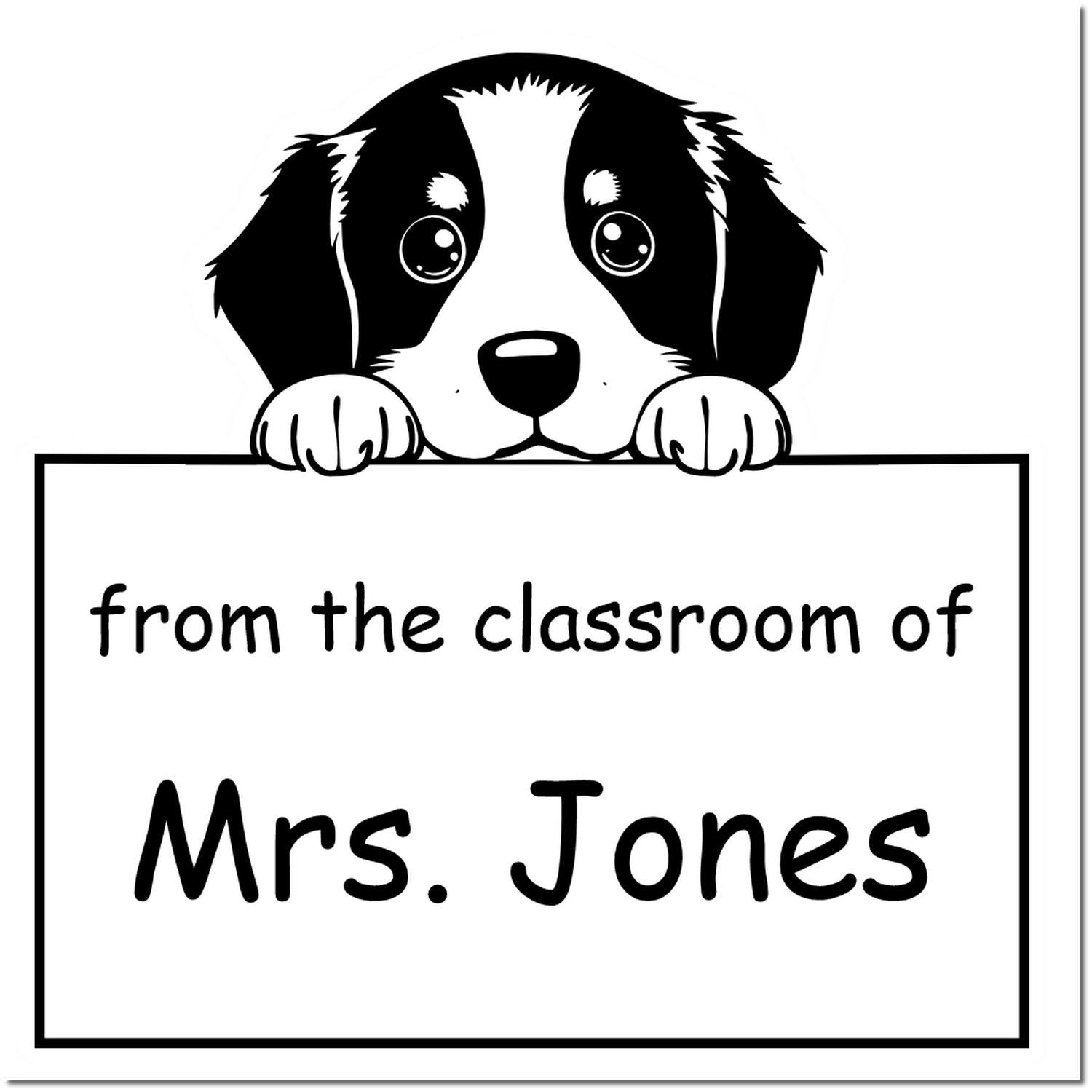 Wood Handle Bernese Mountain Puppy Themed Teacher Library Stamper - Engineer Seal Stamps