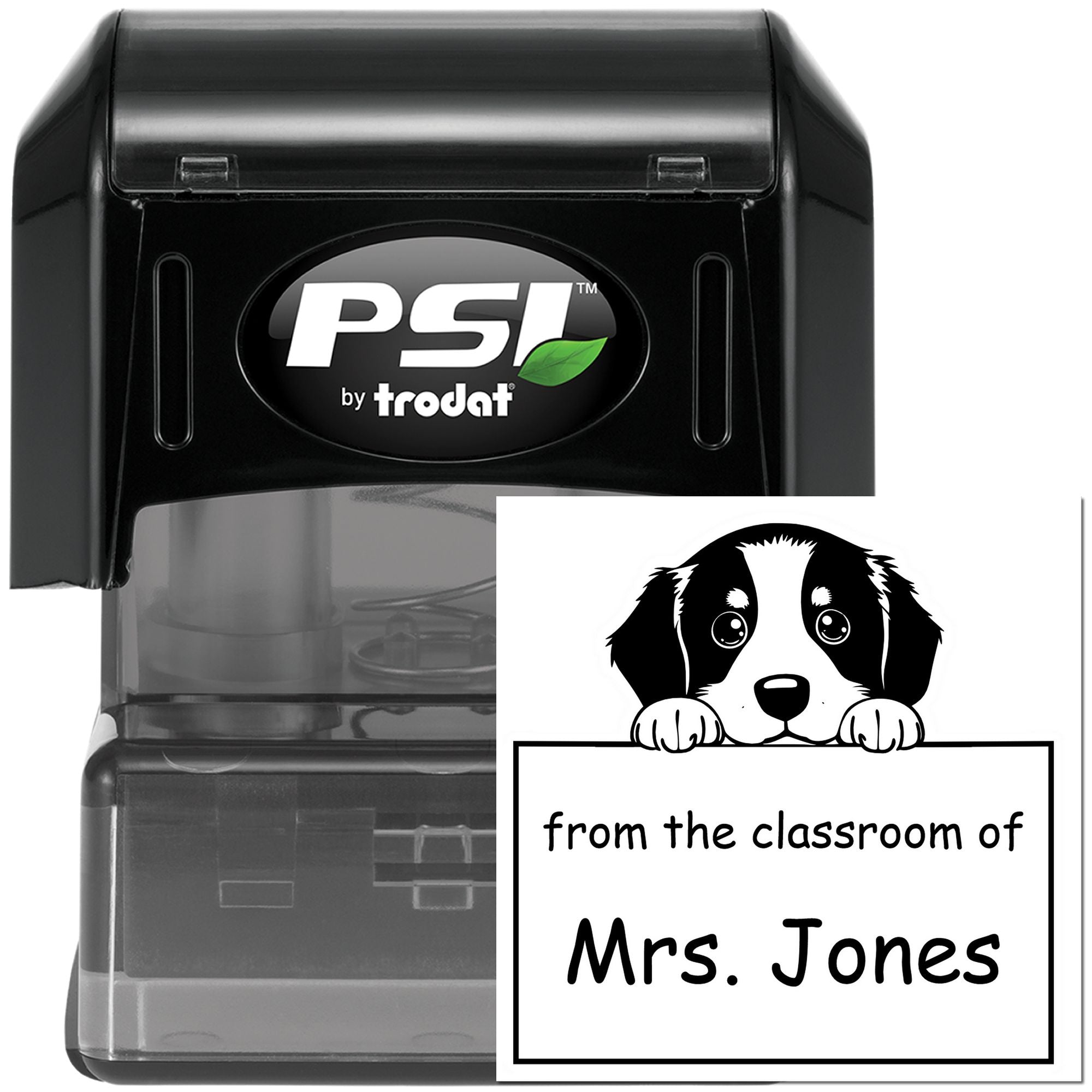 PSI Pre-Inked Bernese Mountain Personalized Teacher Library Stamper - Engineer Seal Stamps