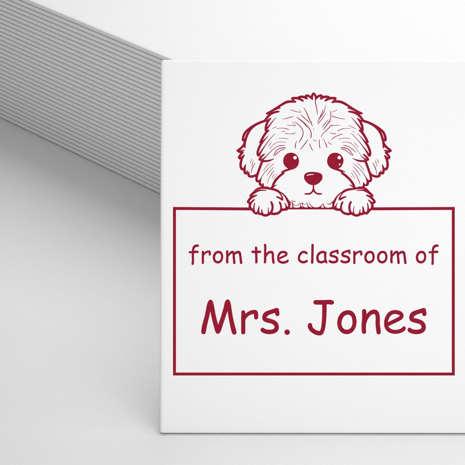 Wood Handle Bichon Frise Puppy Themed Teacher Library Stamp - Engineer Seal Stamps