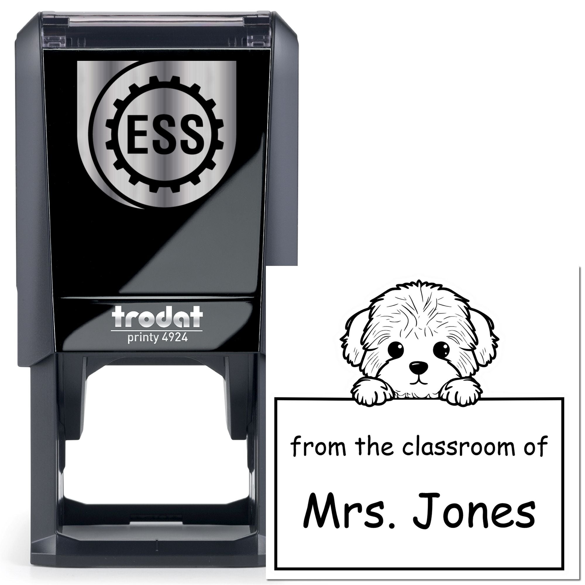 Self-Inking Bichon Frise Pet Themed Teacher Library Stamp - Engineer Seal Stamps
