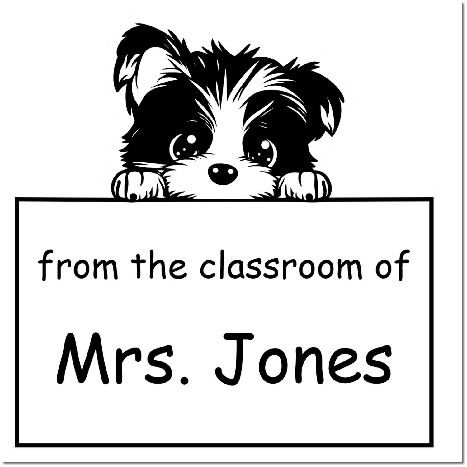 Wood Handle Biewer Terrier Puppy Themed Teacher Classroom Stamp Stamper - Engineer Seal Stamps