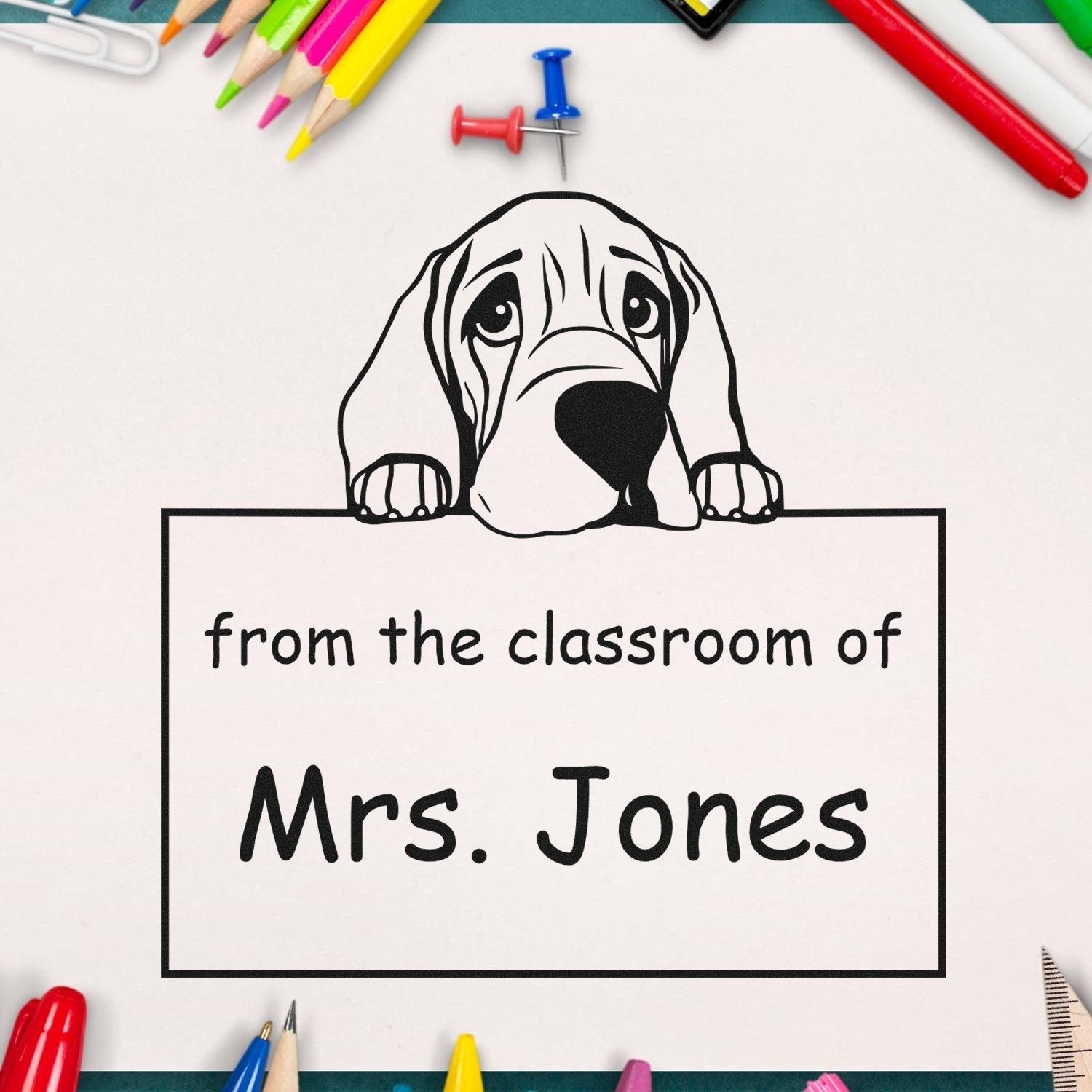 PSI Pre-Inked Bloodhound Personalized Teacher Classroom Stamp Stamp - Engineer Seal Stamps