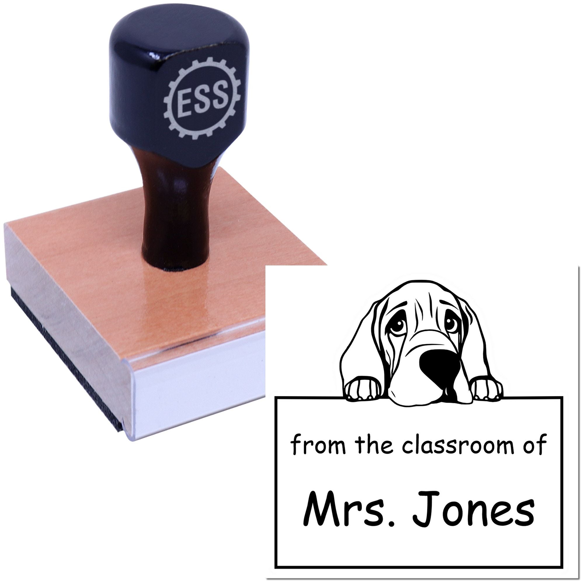 Wood Handle Bloodhound Puppy Themed Teacher Classroom Stamp Stamp