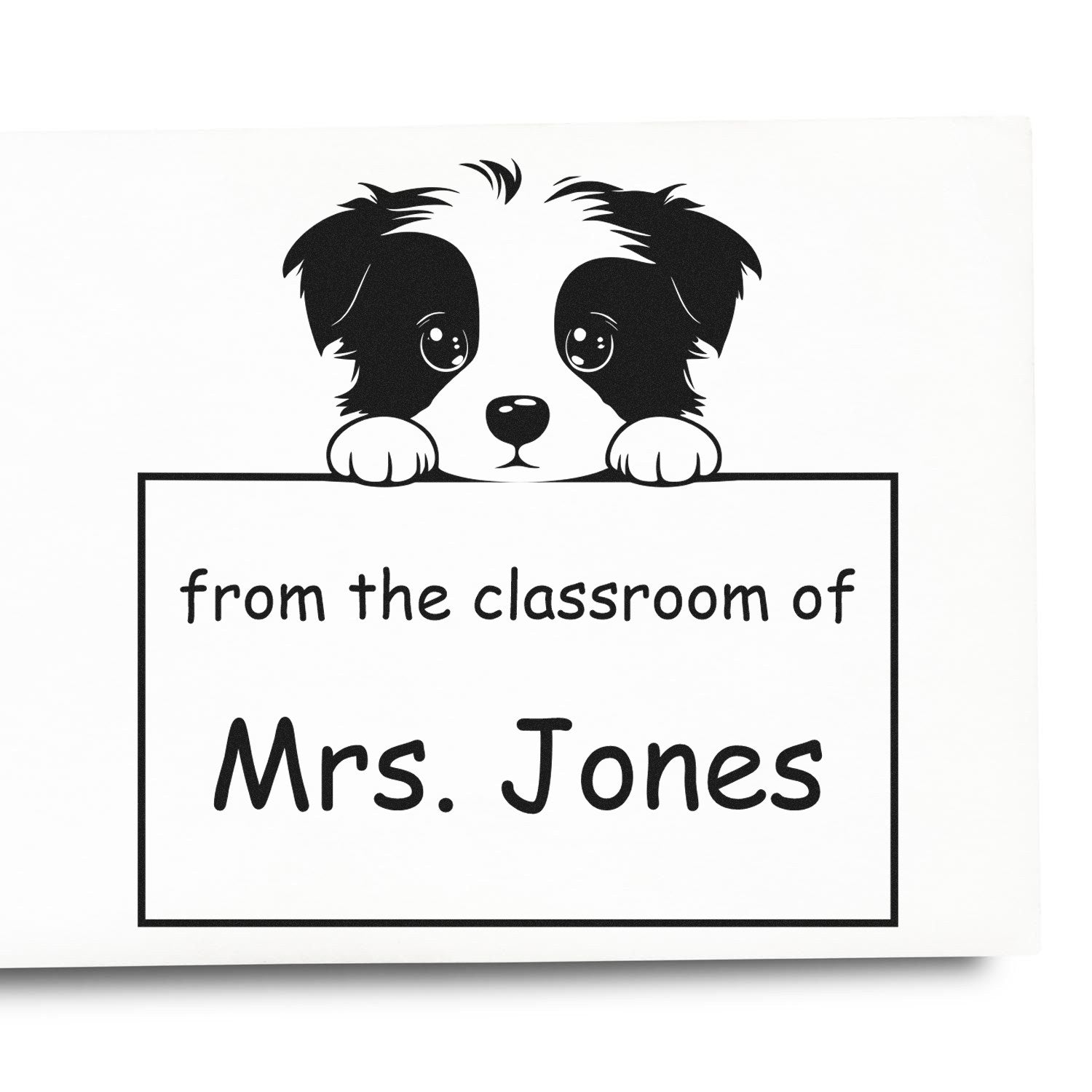 Wood Handle Border Collie Puppy Themed Teacher Book Stamper - Engineer Seal Stamps