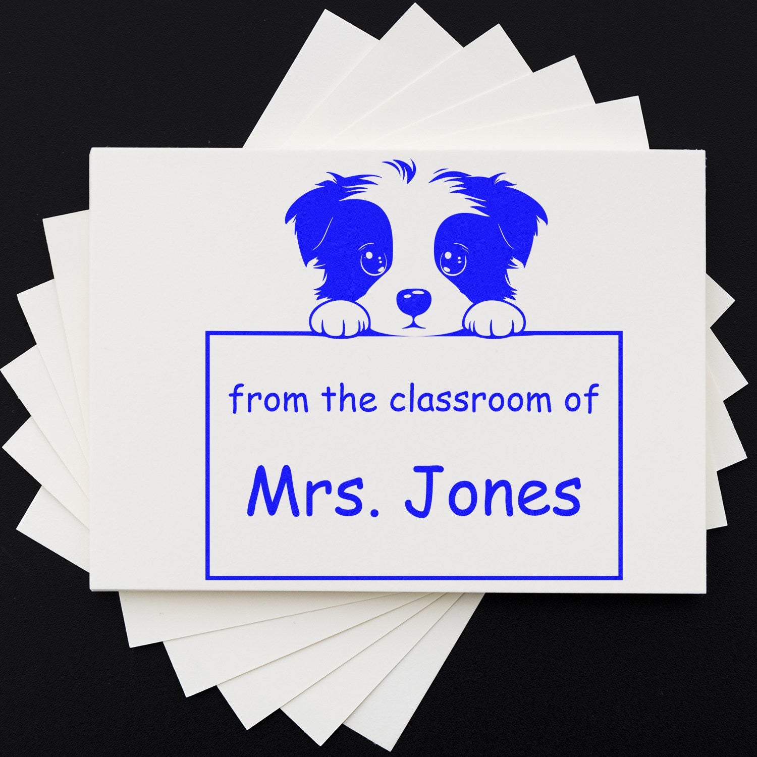 Border Collie Personalizable Teacher Book Stamper Pre-Inked - Engineer Seal Stamps