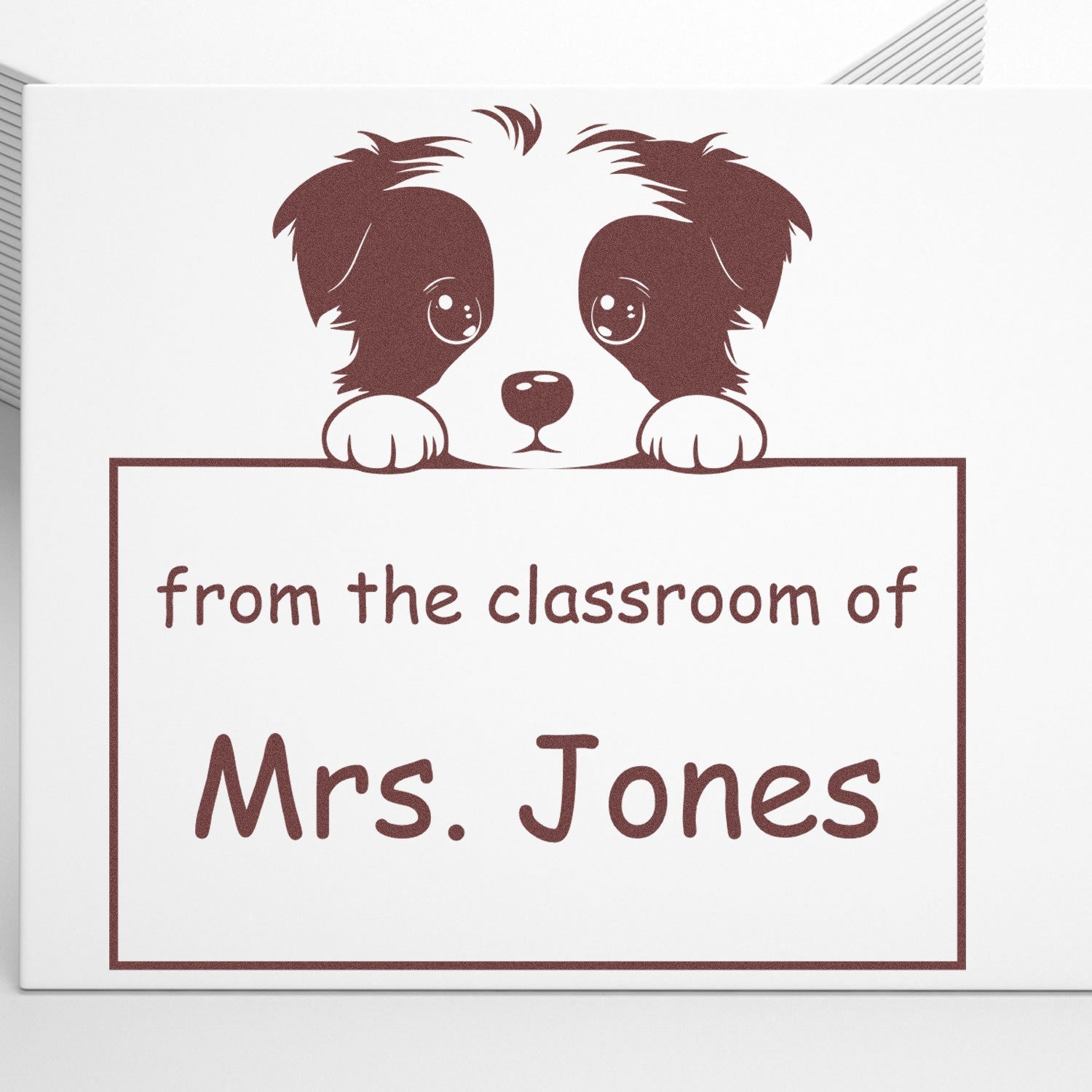 Wood Handle Border Collie Puppy Themed Teacher Book Stamper