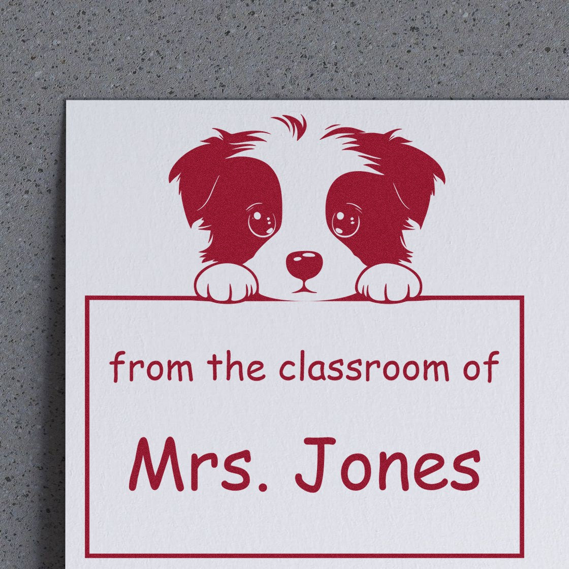 Wood Handle Border Collie Puppy Themed Teacher Book Stamper - Engineer Seal Stamps