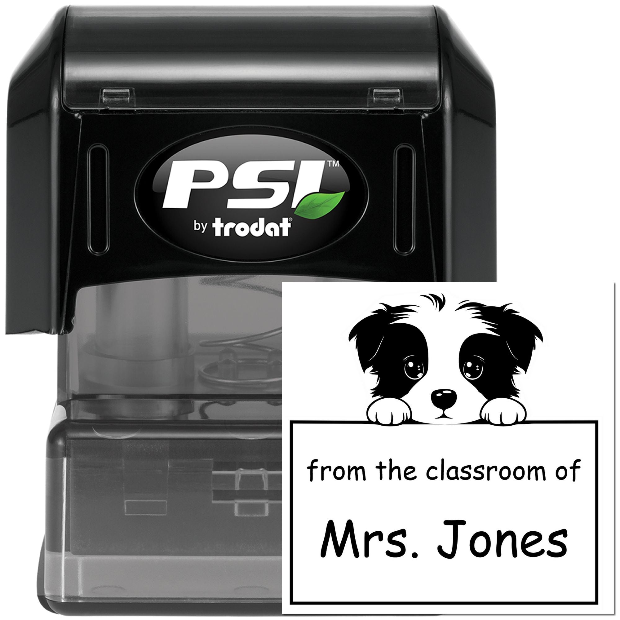 PSI Pre-Inked Border Collie Personalized Teacher Book Stamper - Engineer Seal Stamps