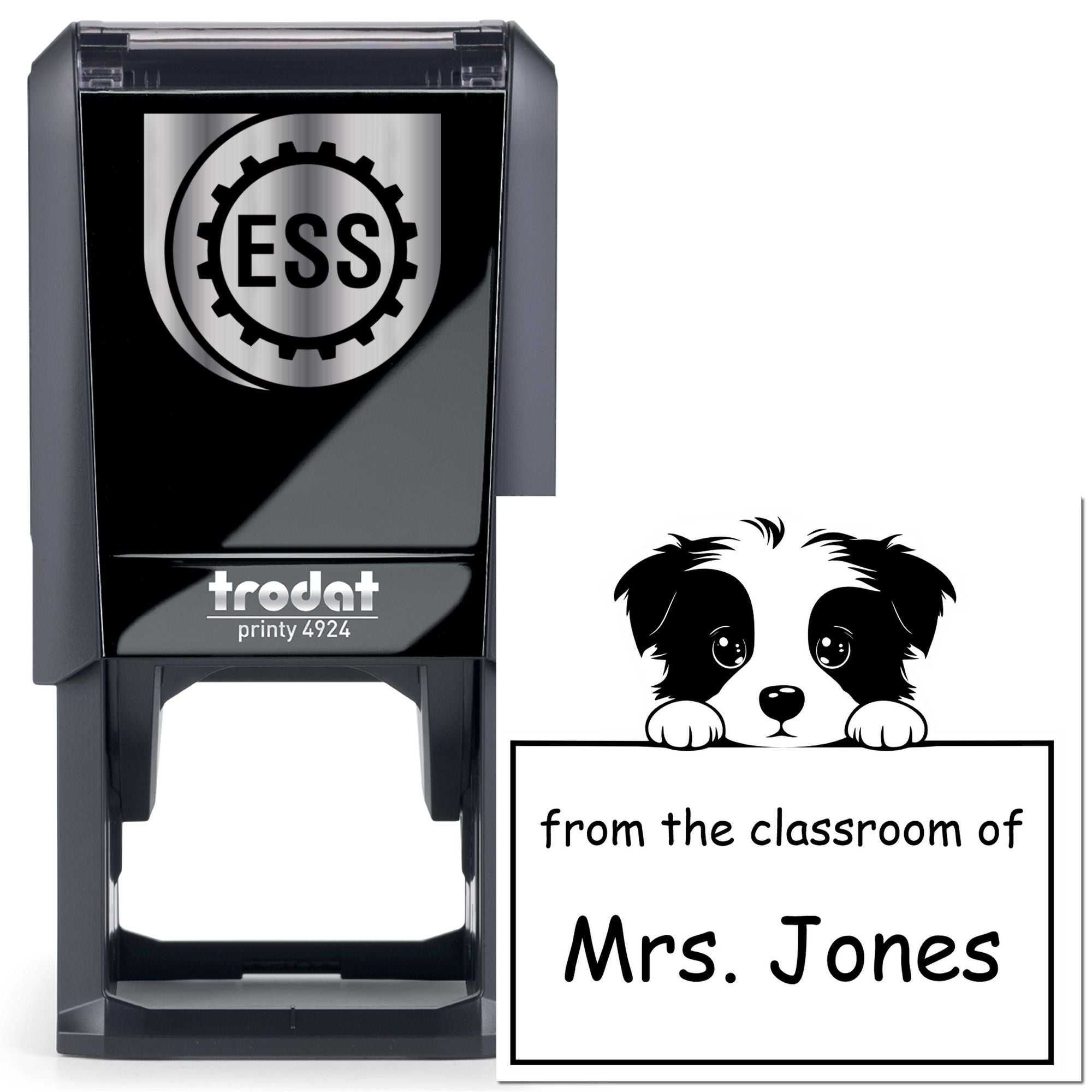 Self-Inking Border Collie Pet Themed Teacher Book Stamper - Engineer Seal Stamps