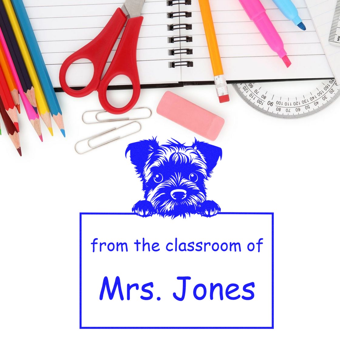 PSI Pre-Inked Border Terrier Personalized Teacher Book Stamp - Engineer Seal Stamps