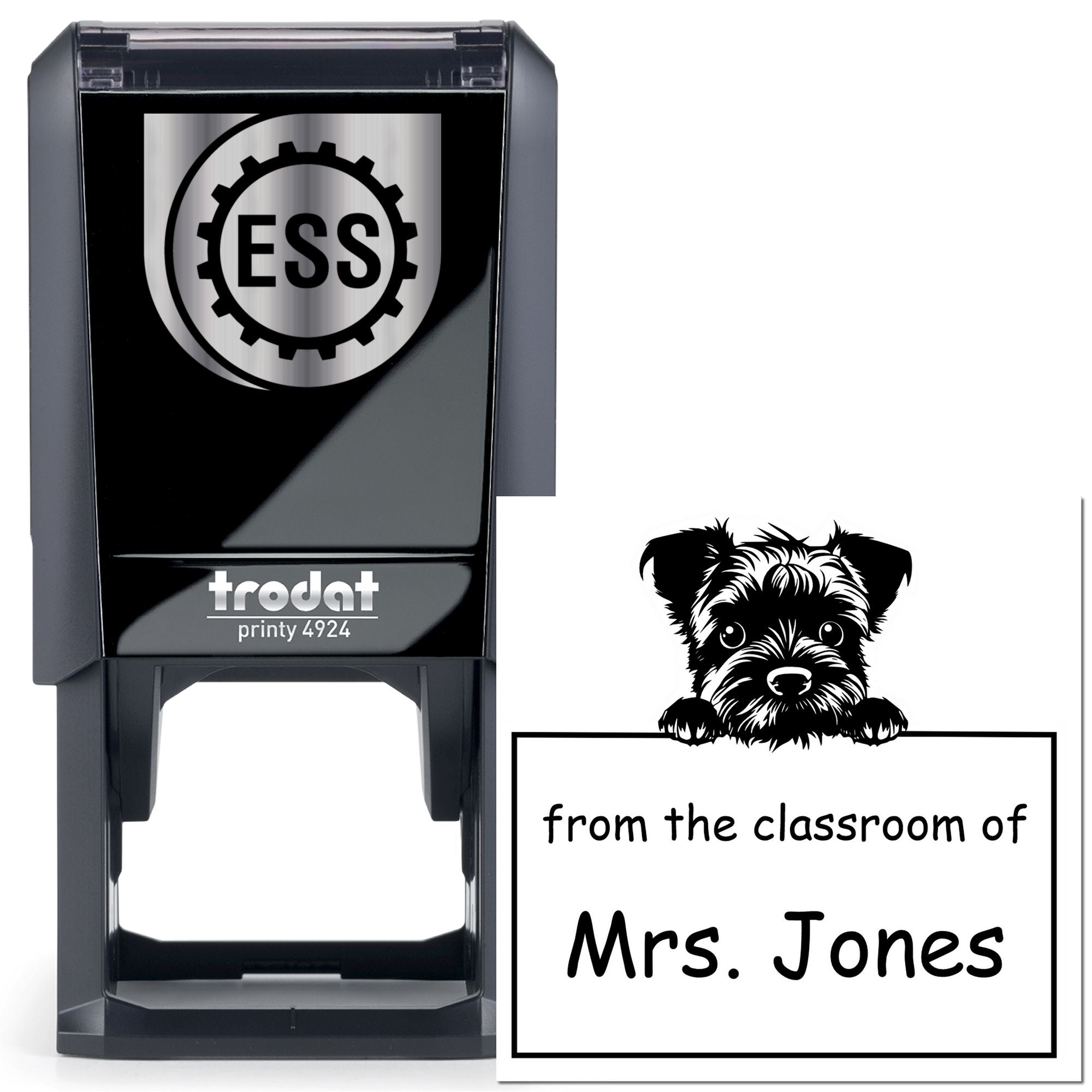 Self-Inking Border Terrier Pet Themed Teacher Book Stamp - Engineer Seal Stamps