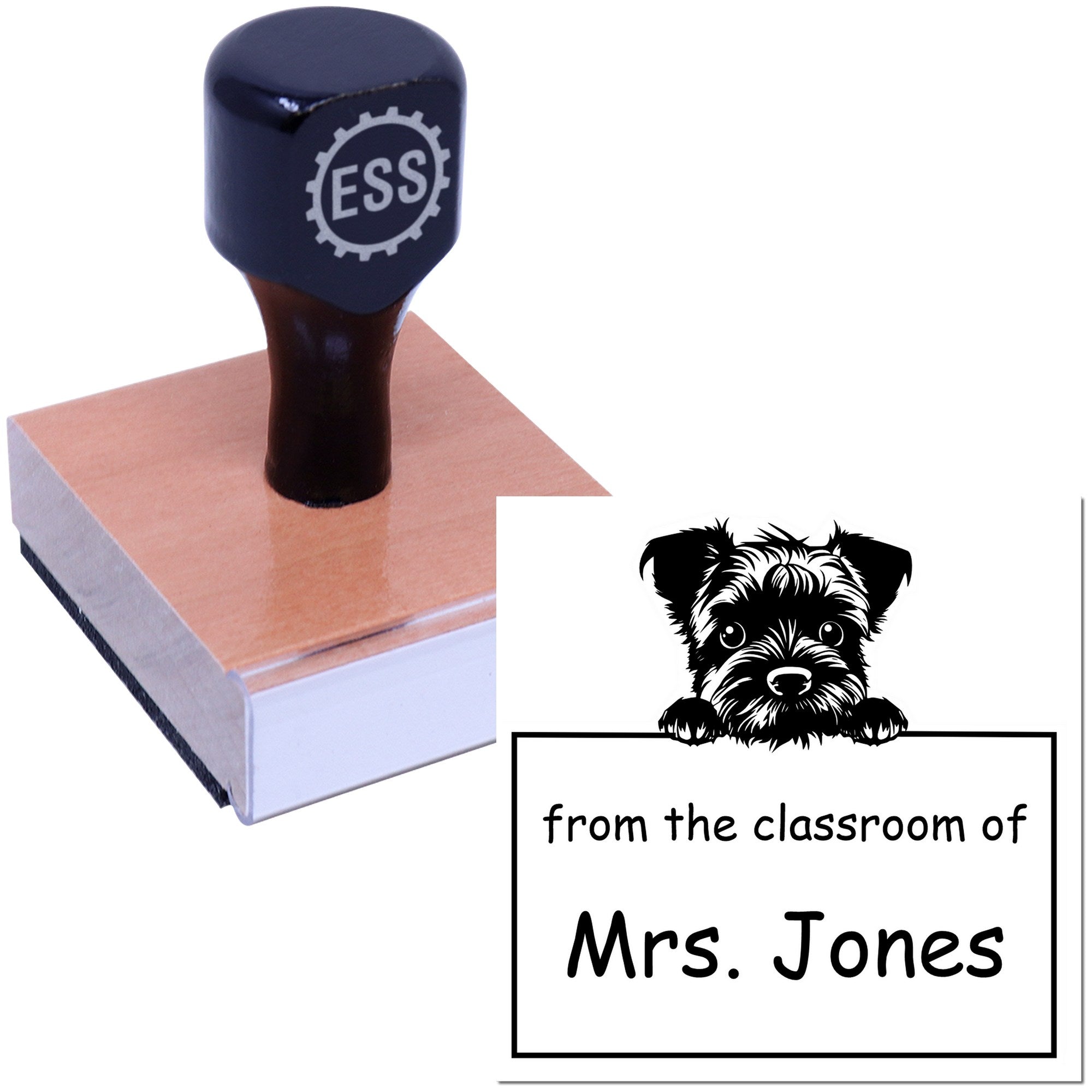 Wood Handle Border Terrier Puppy Themed Teacher Book Stamp