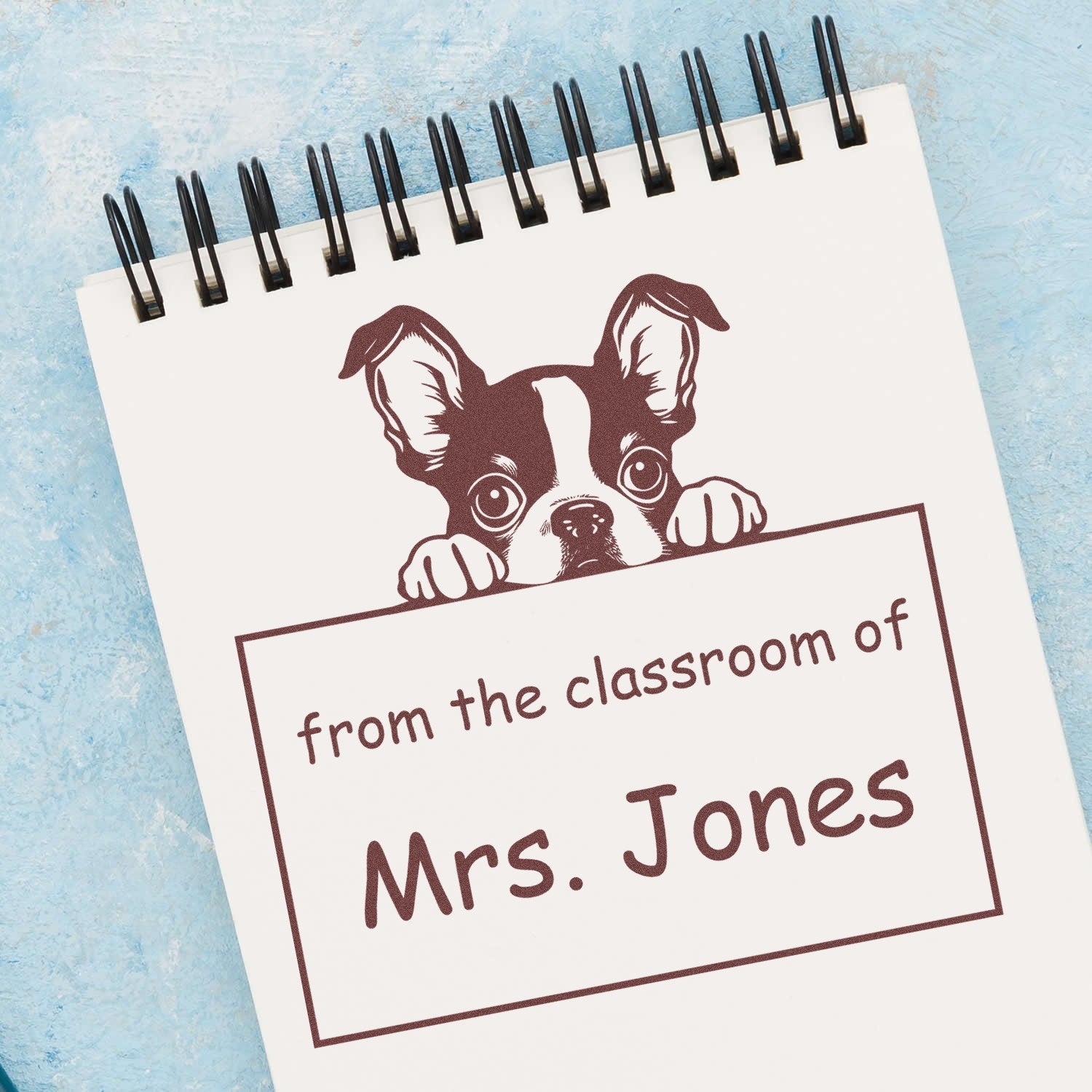 Boston Terrier Personalizable Teach Stamper Pre-Inked - Engineer Seal Stamps