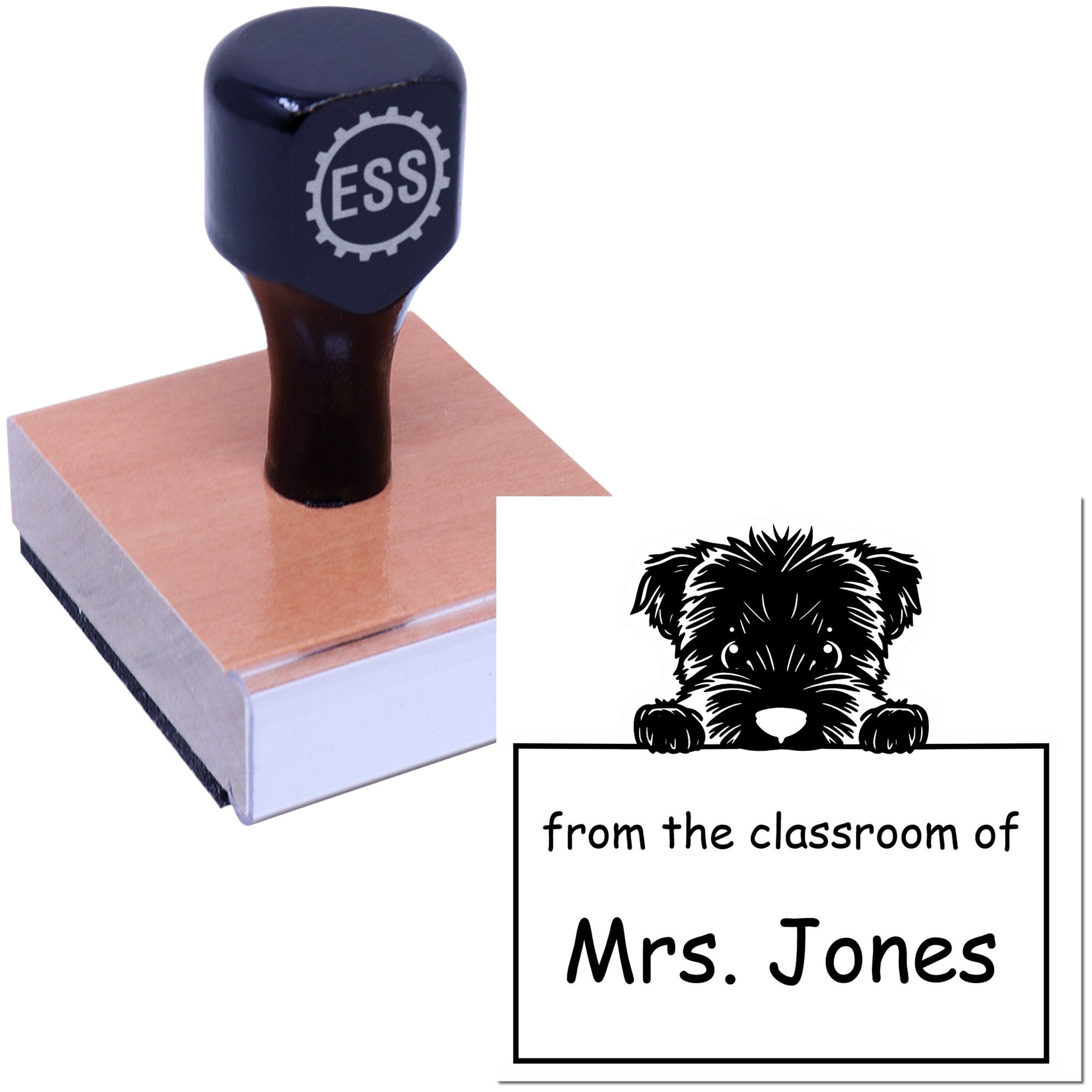 Wood Handle Bouvier Des Flandres Puppy Themed Teach Stamp - Engineer Seal Stamps
