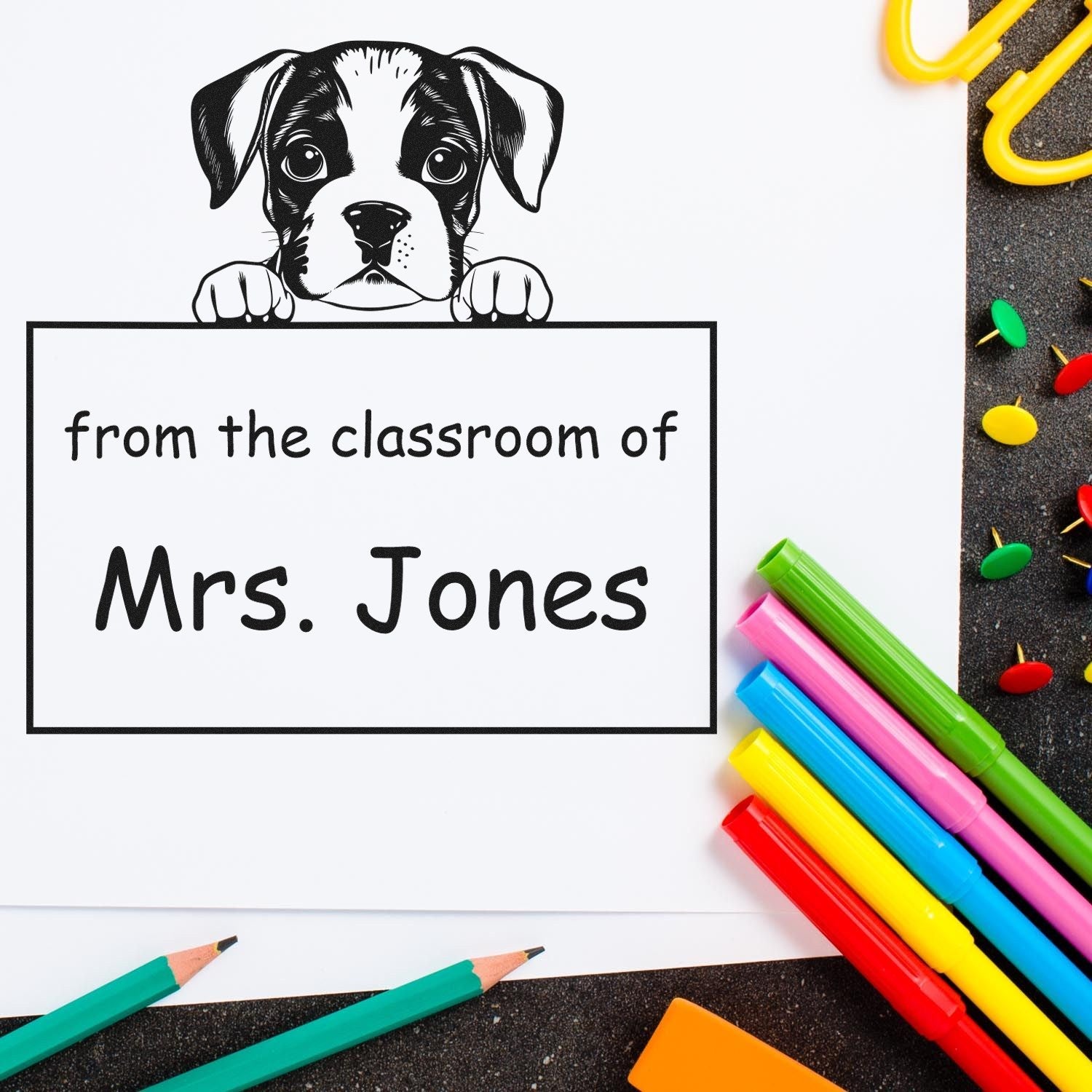 PSI Pre-Inked Boxer Personalized School Rockstar Stamper - Engineer Seal Stamps