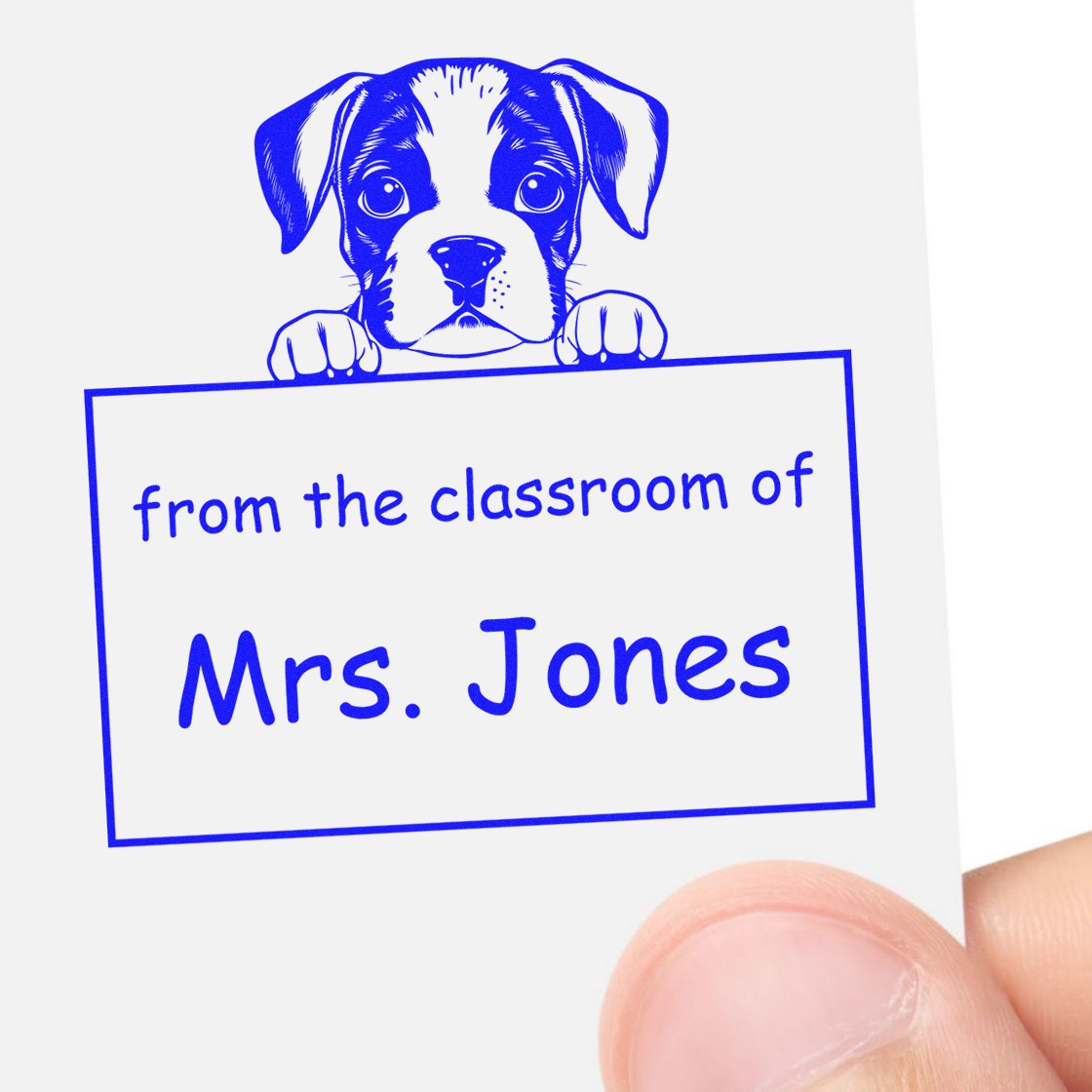 Wood Handle Boxer Puppy Themed School Rockstar Stamper - Engineer Seal Stamps