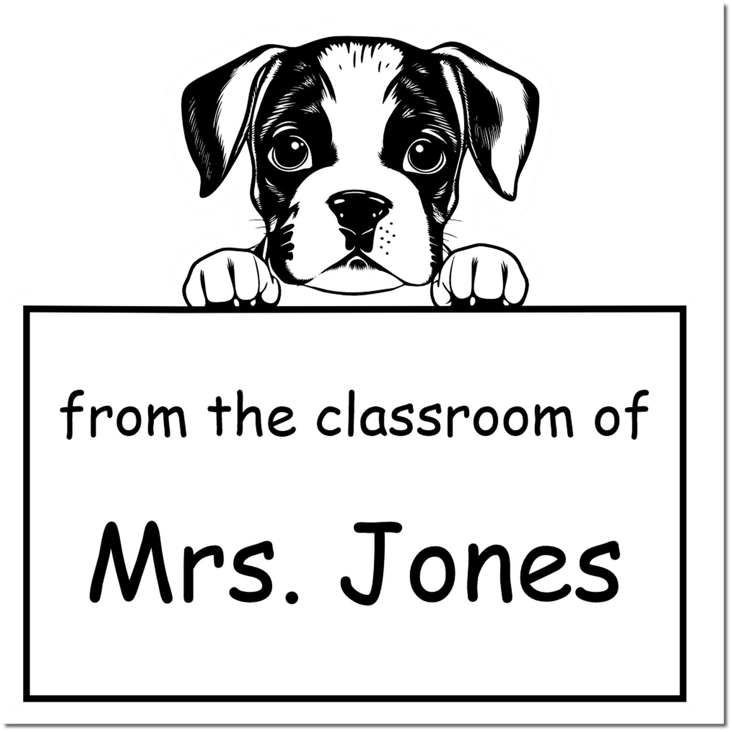 Wood Handle Boxer Puppy Themed School Rockstar Stamper - Engineer Seal Stamps