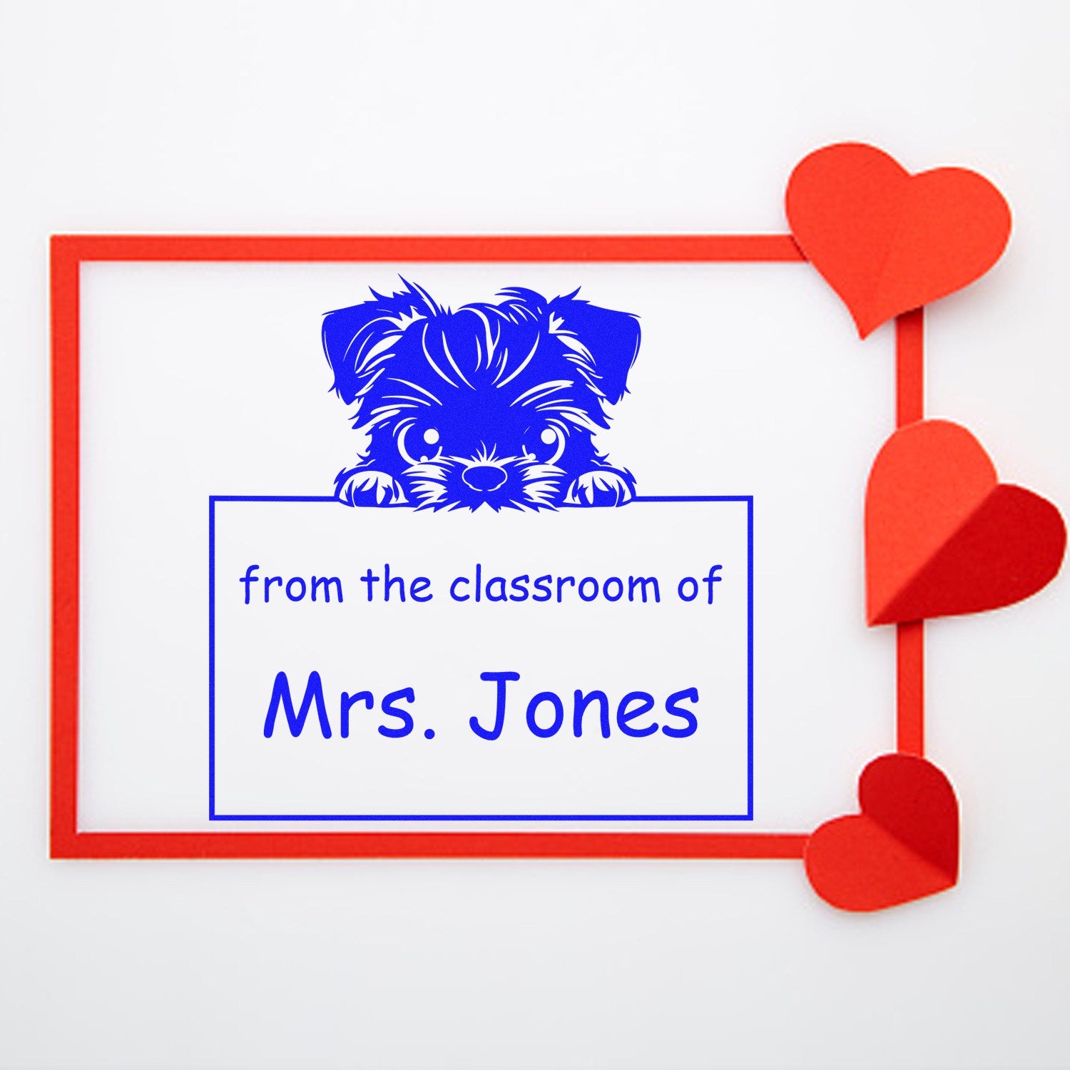 Wood Handle Brussels Griffon Puppy Themed Read It Love It Return It Teacher Stamp - Engineer Seal Stamps