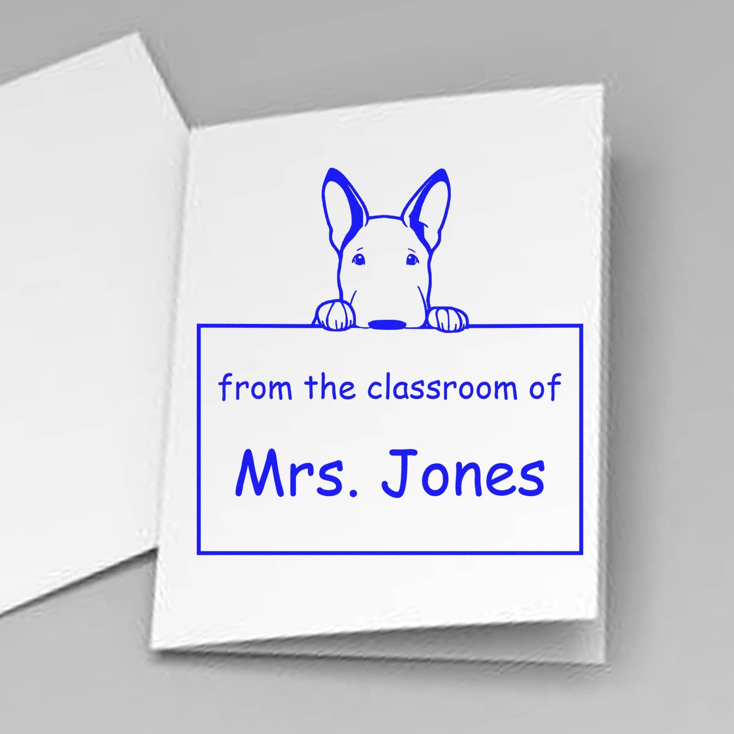 Wood Handle Bull Terrier Puppy Themed Read It Love It Return It Stamper - Engineer Seal Stamps