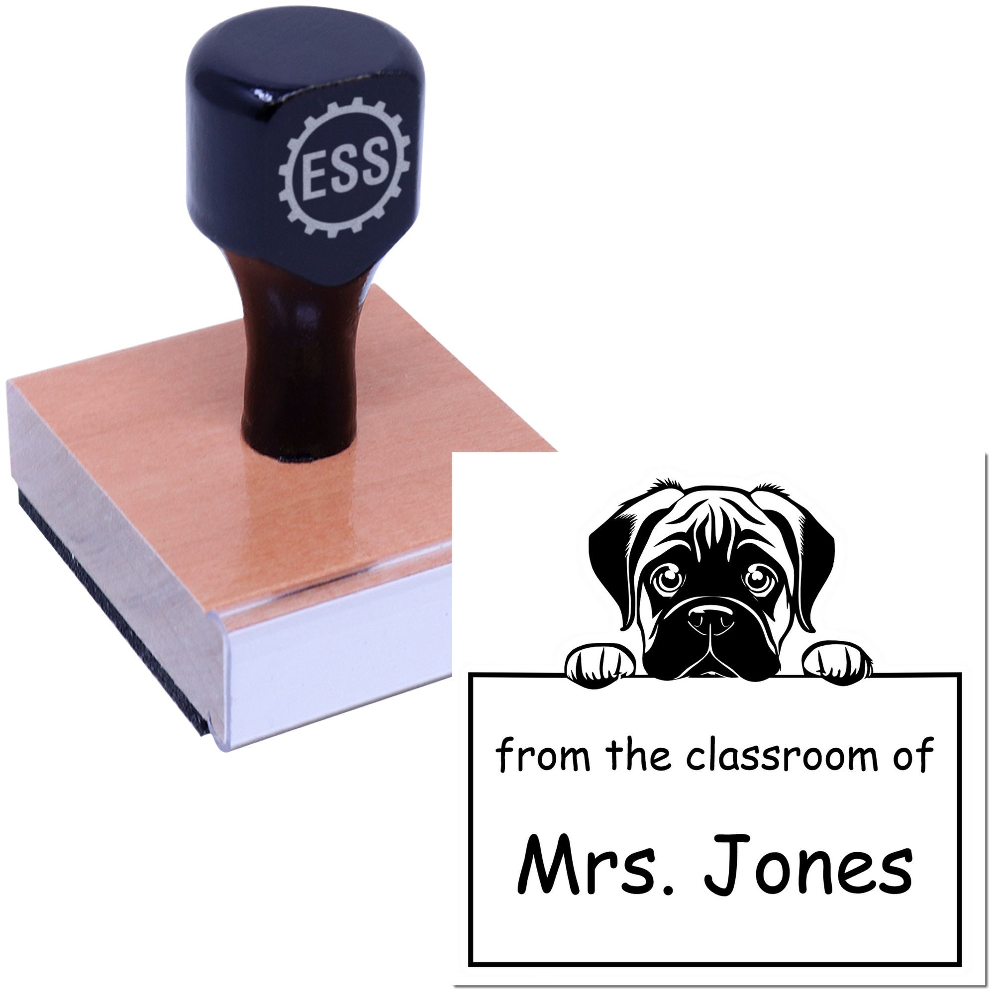 Wood Handle Bullmastiff Puppy Themed Read It Love It Return It Stamper - Engineer Seal Stamps