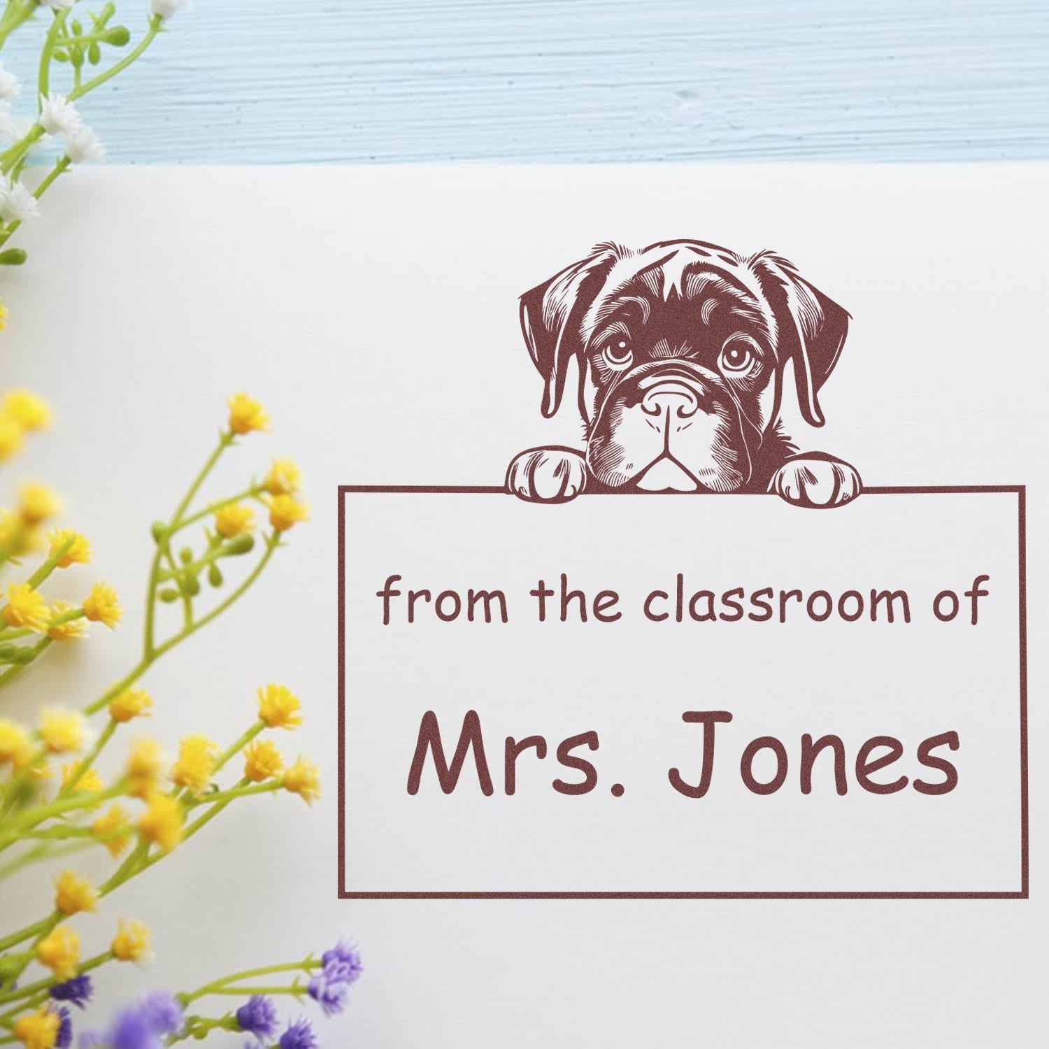Wood Handle Cane Corso Puppy Themed Read It Love It Return It Stamp - Engineer Seal Stamps