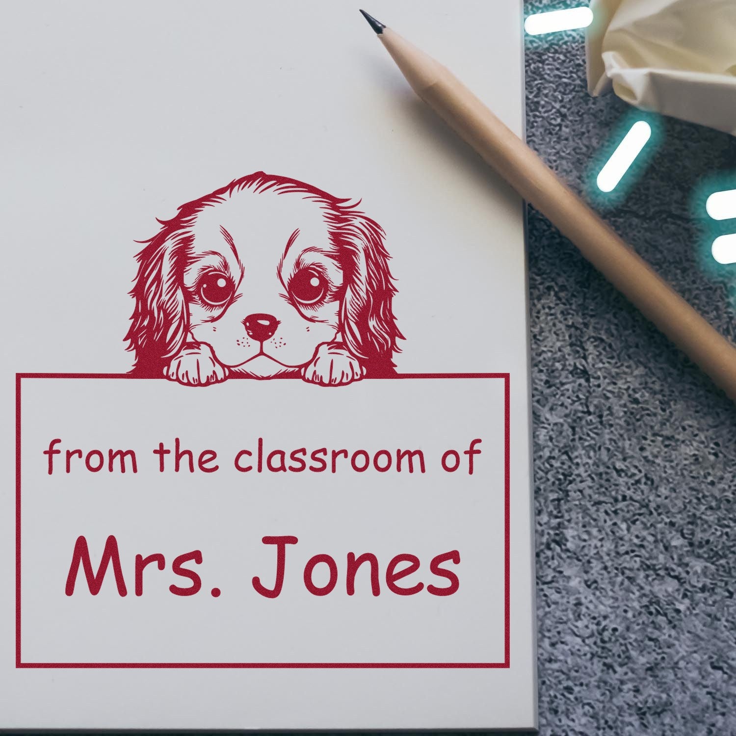 Wood Handle Chesapeake Bay Retriever Puppy Themed Read It Love It Return It Personalizable Stamper - Engineer Seal Stamps