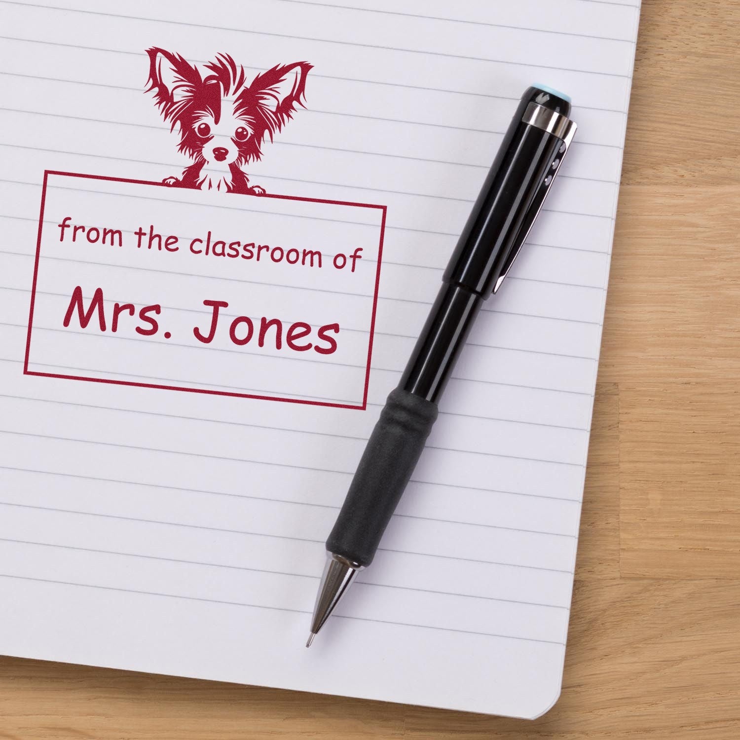 Wood Handle Chinese Crested Puppy Themed Read It Love It Return It Library Stamper - Engineer Seal Stamps