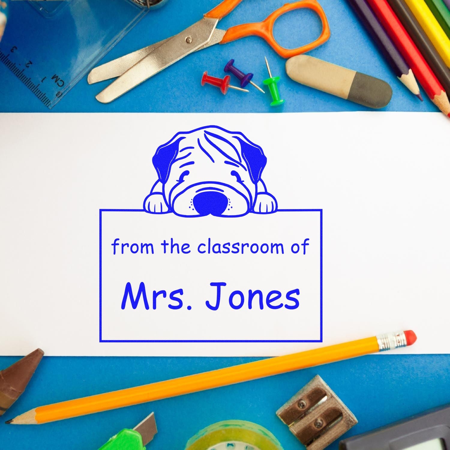 PSI Pre-Inked Chinese Shar Pei Personalized Read It Love It Return It Library Stamp - Engineer Seal Stamps