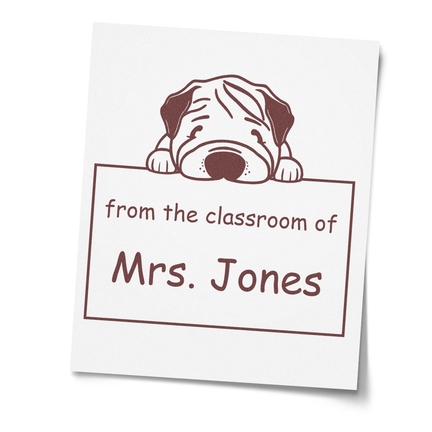 Wood Handle Chinese Shar Pei Puppy Themed Read It Love It Return It Library Stamp - Engineer Seal Stamps