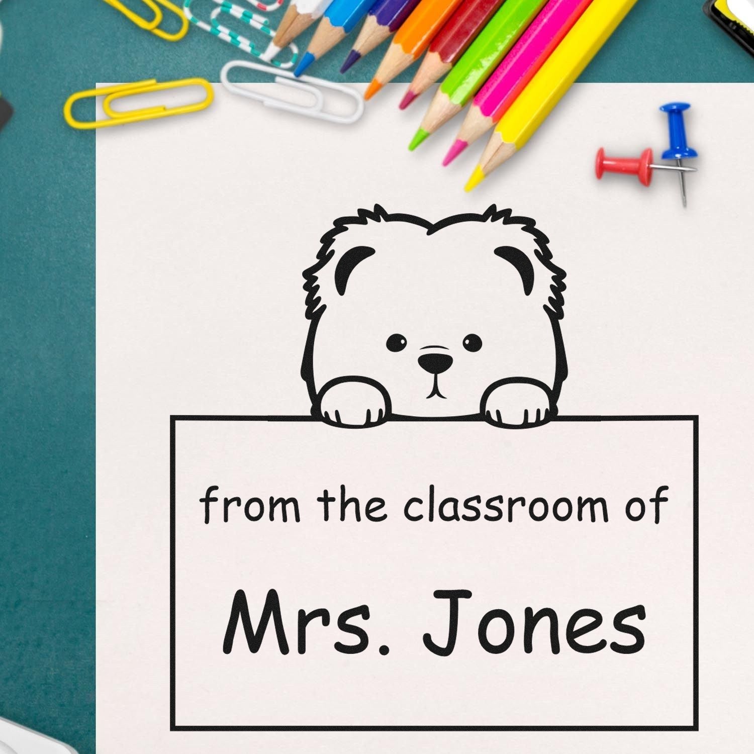 PSI Pre-Inked Chow Chow Personalized Read It Love It Return It For Teachers Stamper - Engineer Seal Stamps