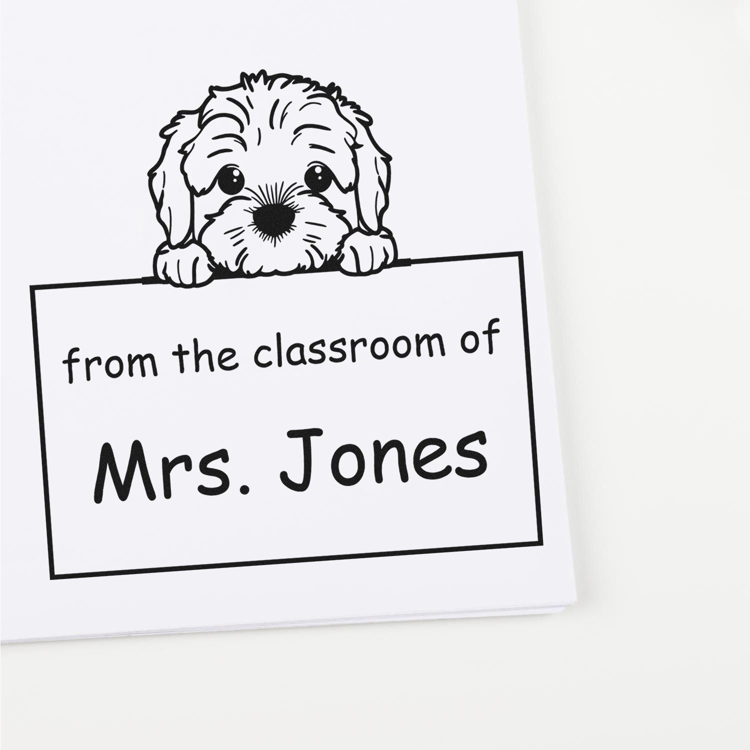 Wood Handle Cockapoo Puppy Themed Read It Love It Return It For Teachers Stamp - Engineer Seal Stamps