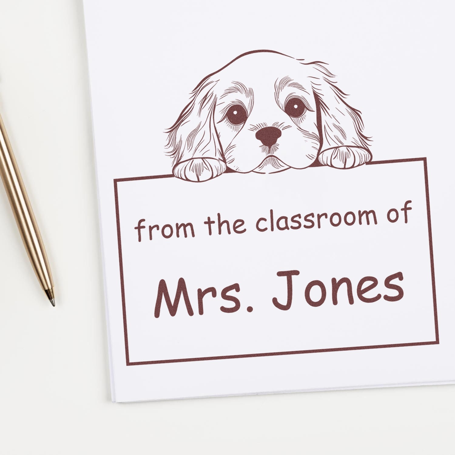 Wood Handle Cocker Spaniel Puppy Themed Read It Love It Return It For Students Stamper - Engineer Seal Stamps