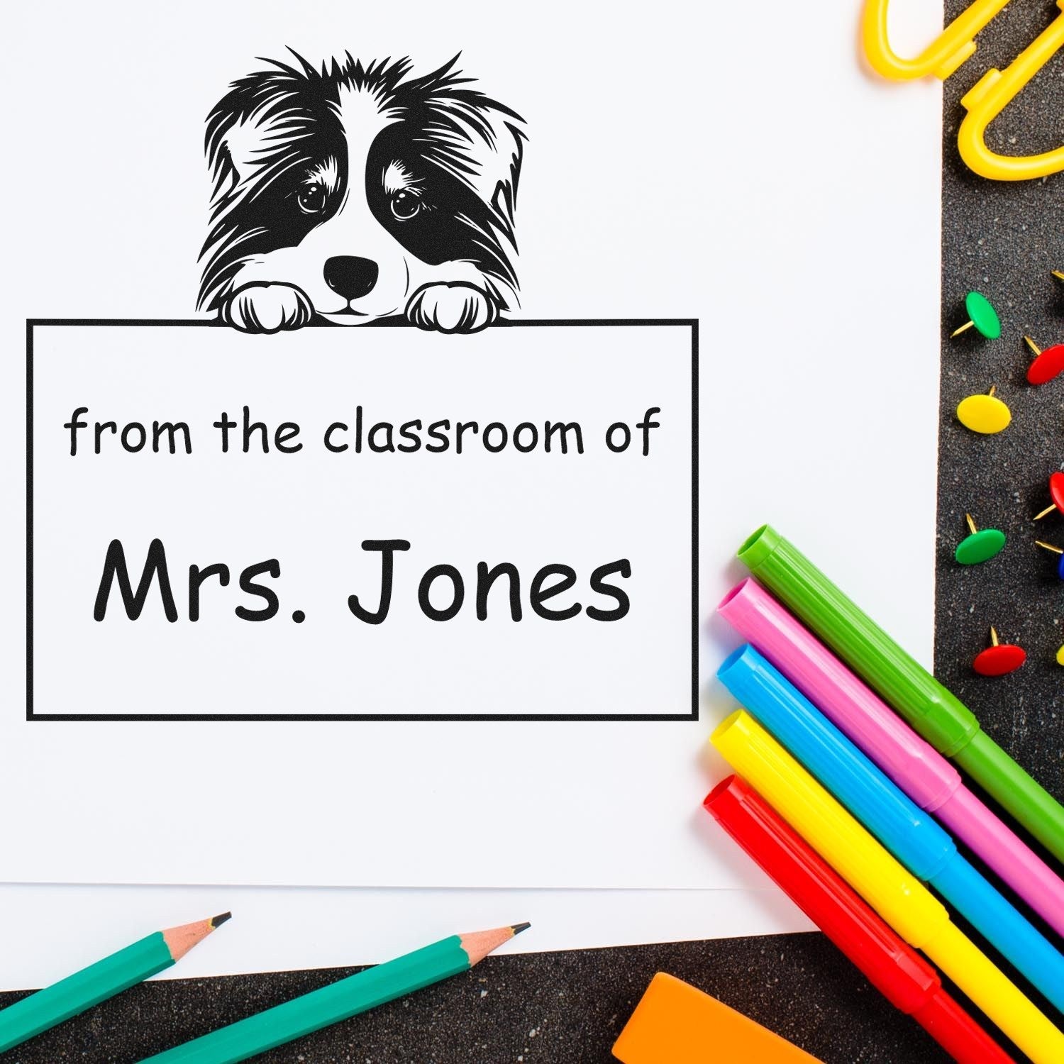 Self-Inking Collie Pet Themed Read It Love It Return It For Students Stamp - Engineer Seal Stamps