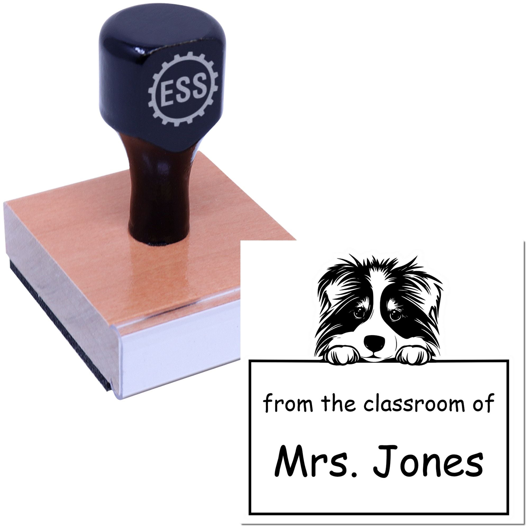 Wood Handle Collie Puppy Themed Read It Love It Return It For Students Stamp - Engineer Seal Stamps