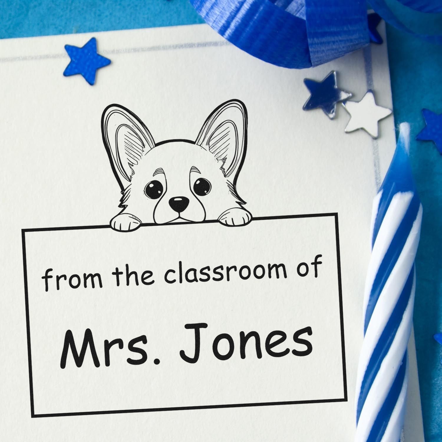 PSI Pre-Inked Corgi Personalized Read It Love It Return It For Schools Stamper - Engineer Seal Stamps